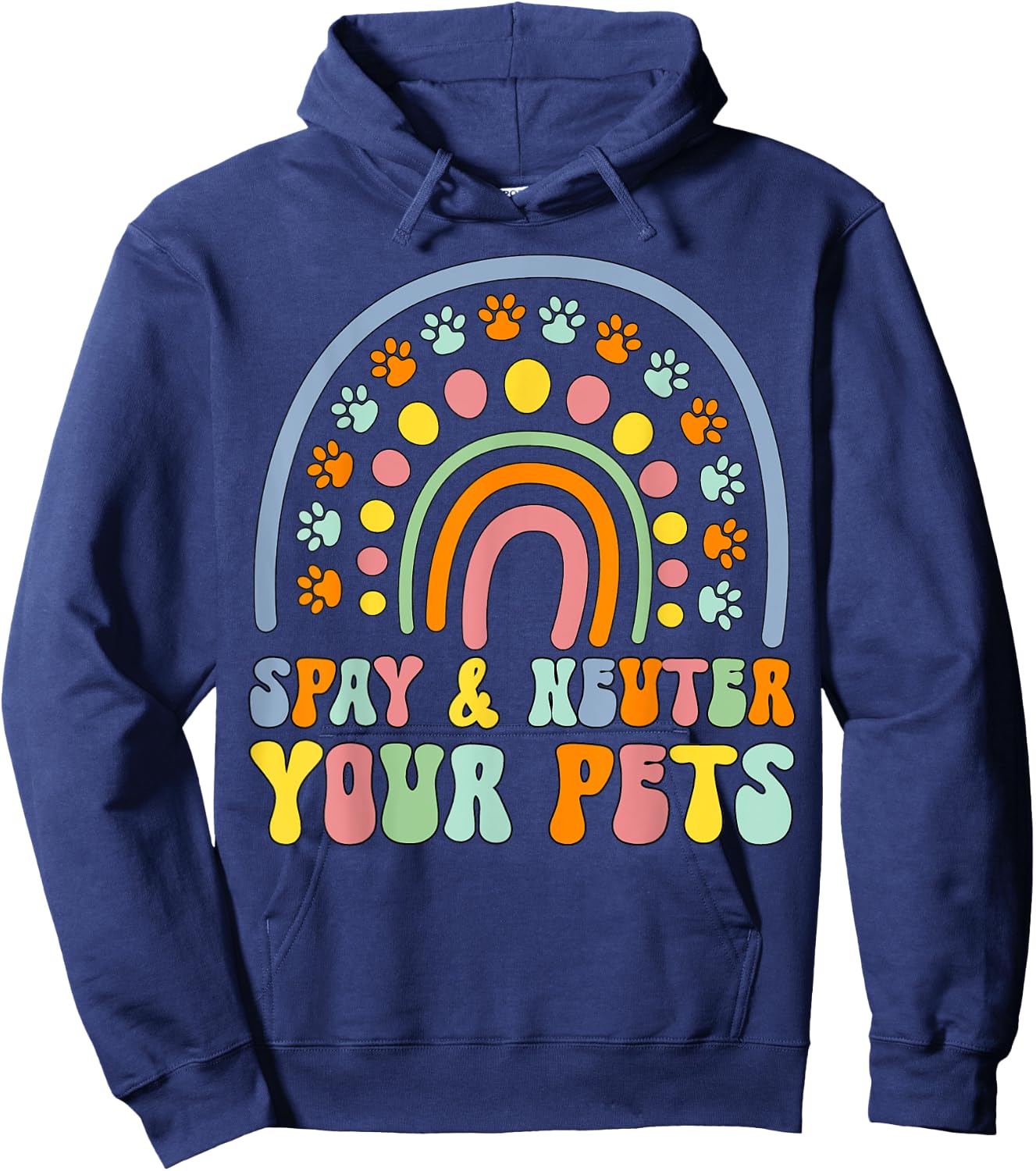 Cute rainbow cat dog spay neuter pets awareness veterinary Women Girls Kids Hoodie - Hoodie | Navy