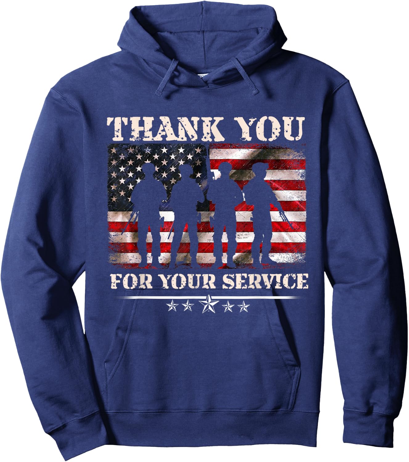 Thank You For Your Service American Flag Veterans Day Hoodie - Hoodie | Navy