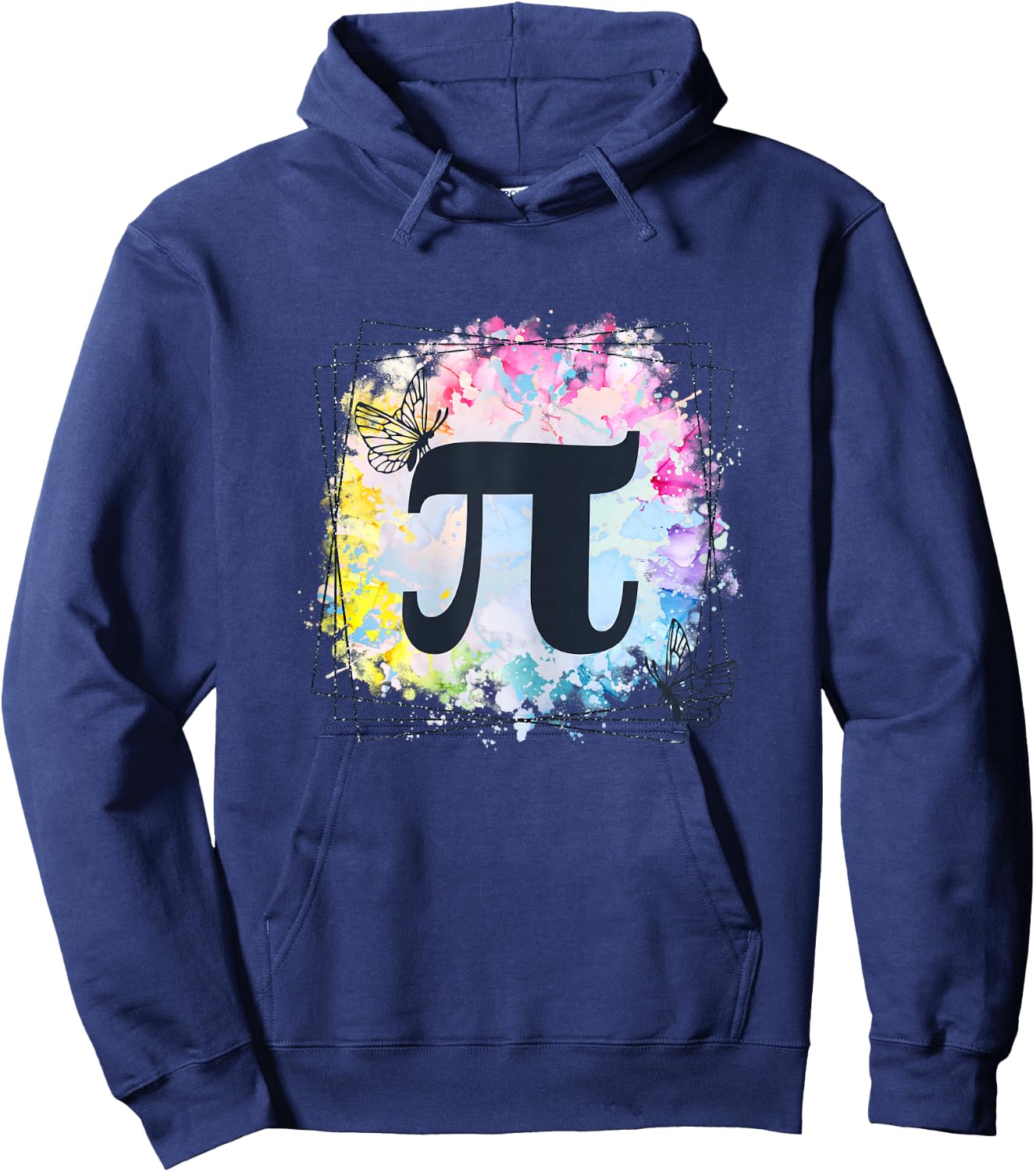 Pi Day Girly Rainbow Butterfly Colorful Geometry Math Hoodie - Hoodie | Navy