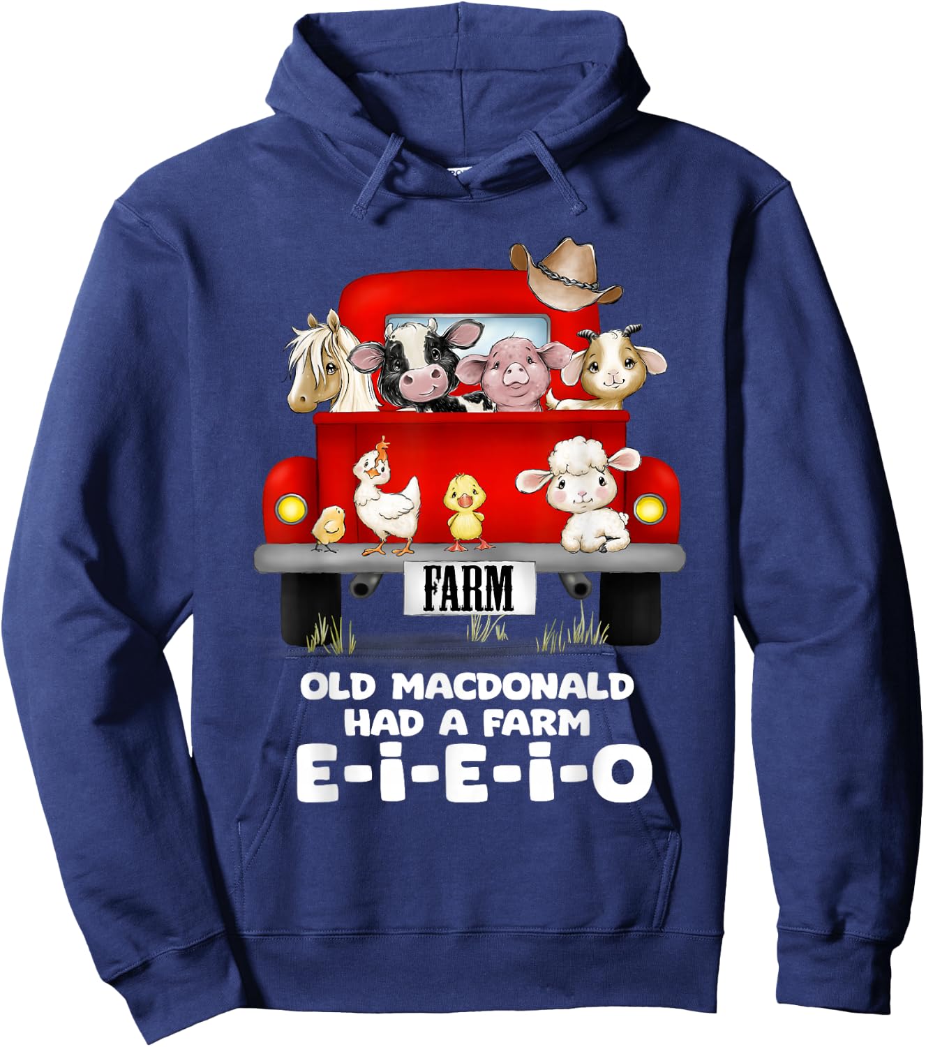 Toddler Kids Old MacDonald Had a Farm E-I-E-I-O Nursery Song Hoodie - Hoodie | Navy