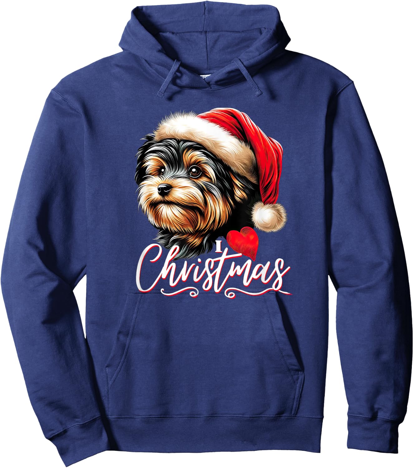 Yorkie Poo I Love Christmas Hoodie - Hoodie | Navy