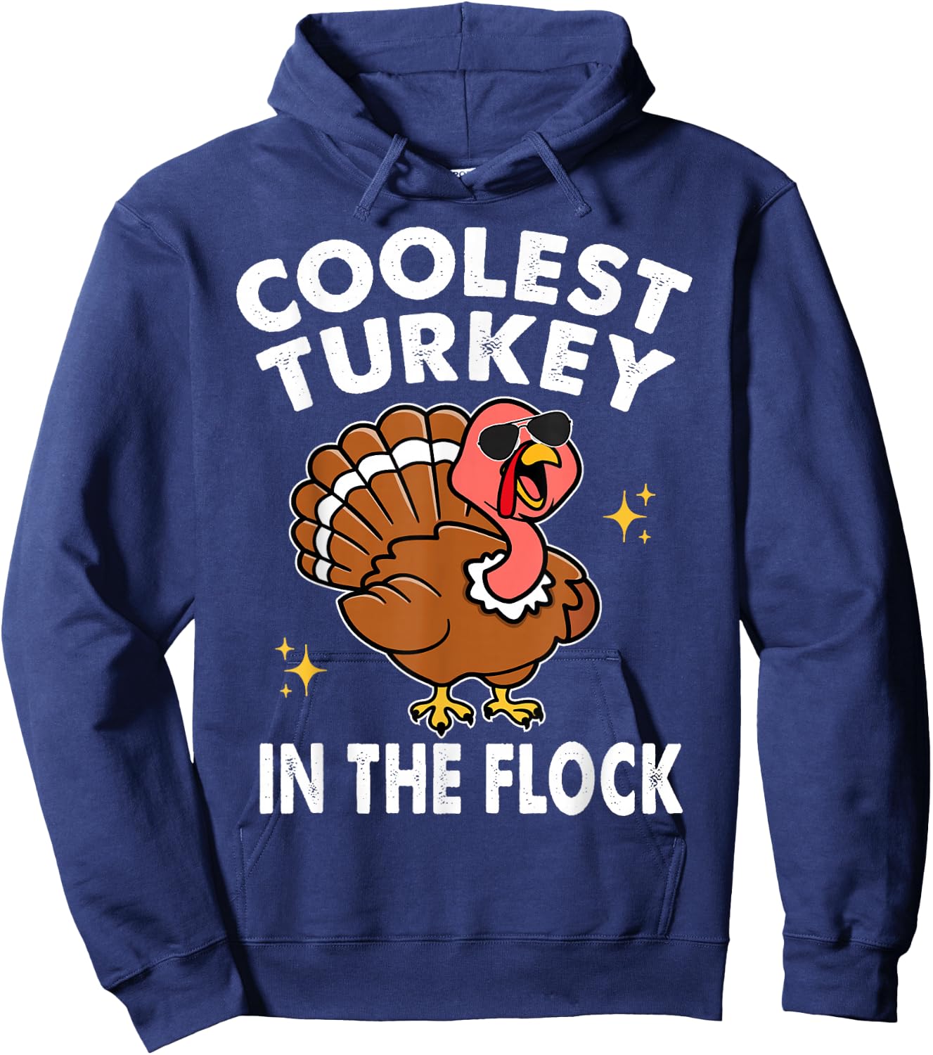Coolest Turkey In The Flock Thanksgiving Shirts Kids Boys Hoodie - Hoodie | Navy