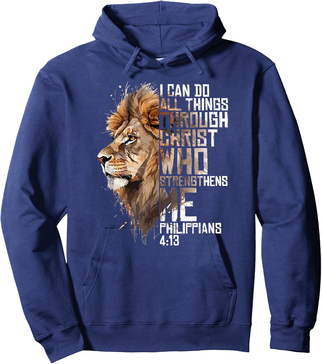 Philippians Christian Bible Verse Funny Lion Graphic Novelty Hoodie - Hoodie | Navy