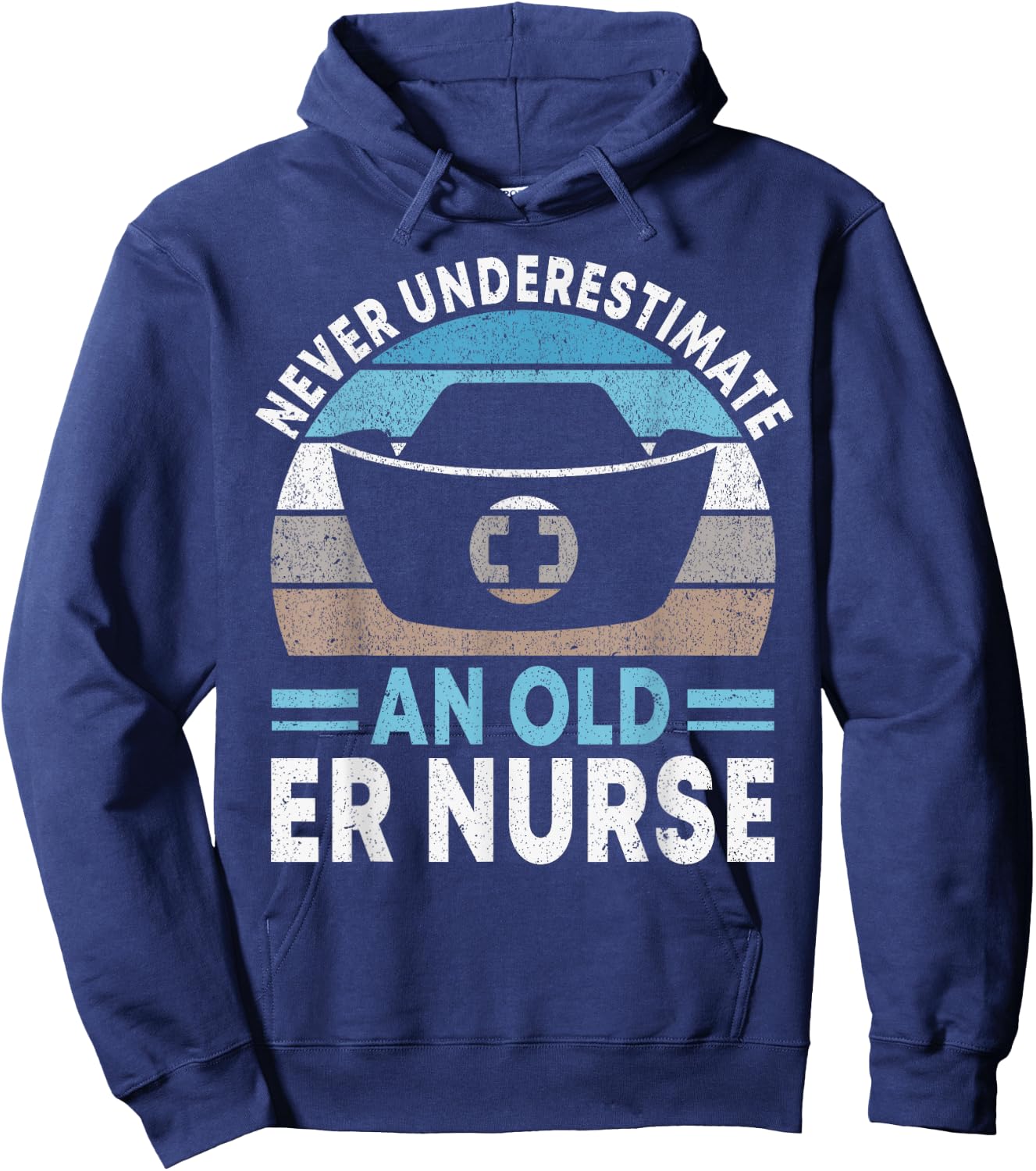 Never underestimate an old ER Nurse Emergency Room Nurse Hoodie - Hoodie | Navy