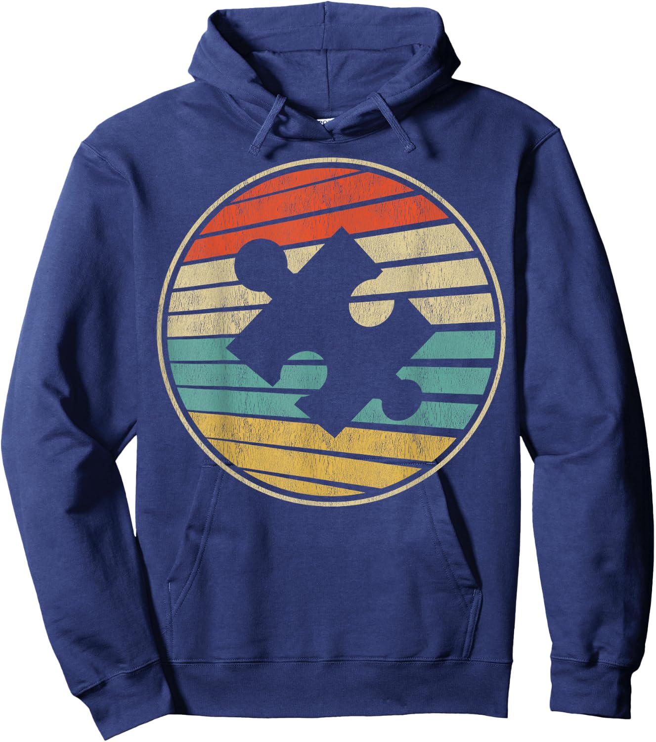 Autism Awareness Retro Vintage Autistic Kids Autism Puzzle Hoodie - Hoodie | Navy