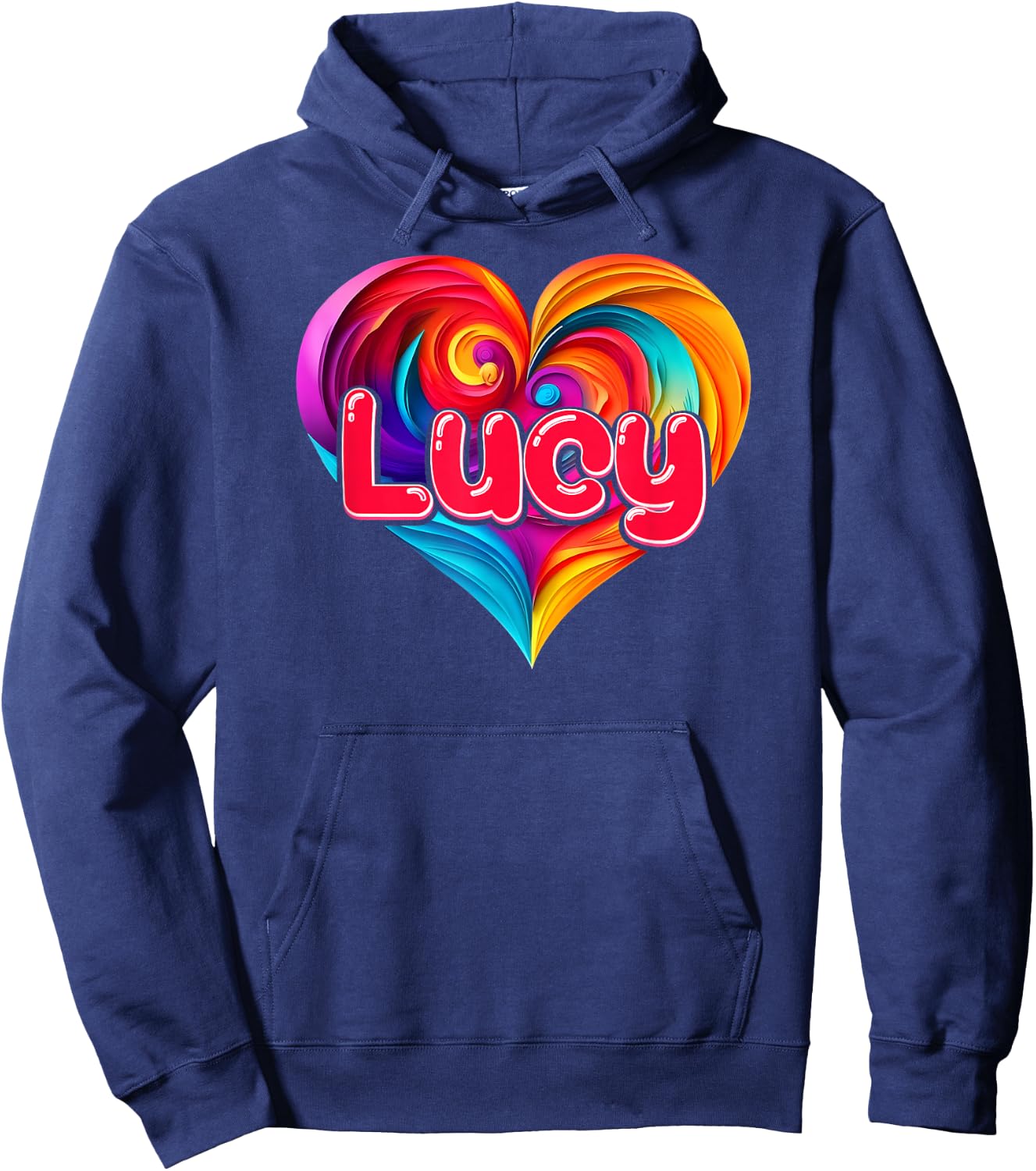 I Heart Love Lucy First Name Colorful Named Hoodie - Hoodie | Navy