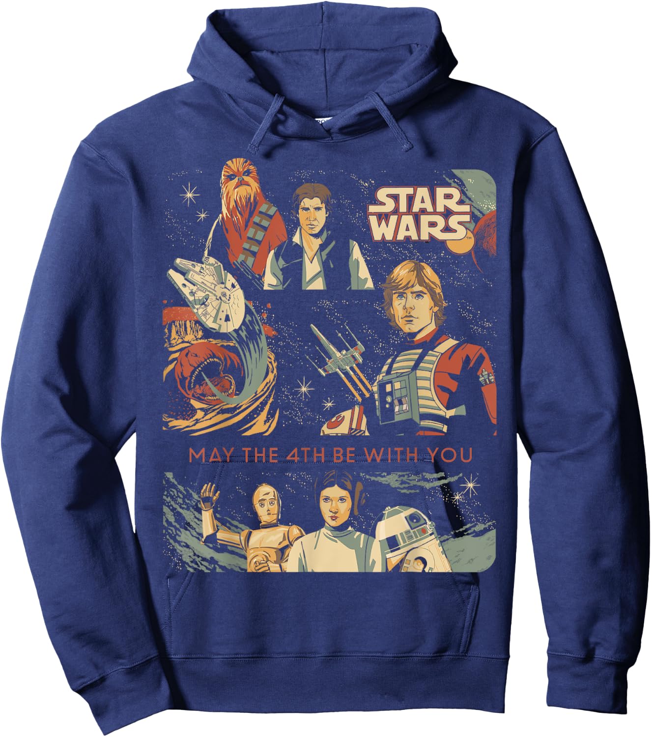 Star Wars May the 4th Be With You Classic Vintage Art Hoodie - Hoodie | Navy