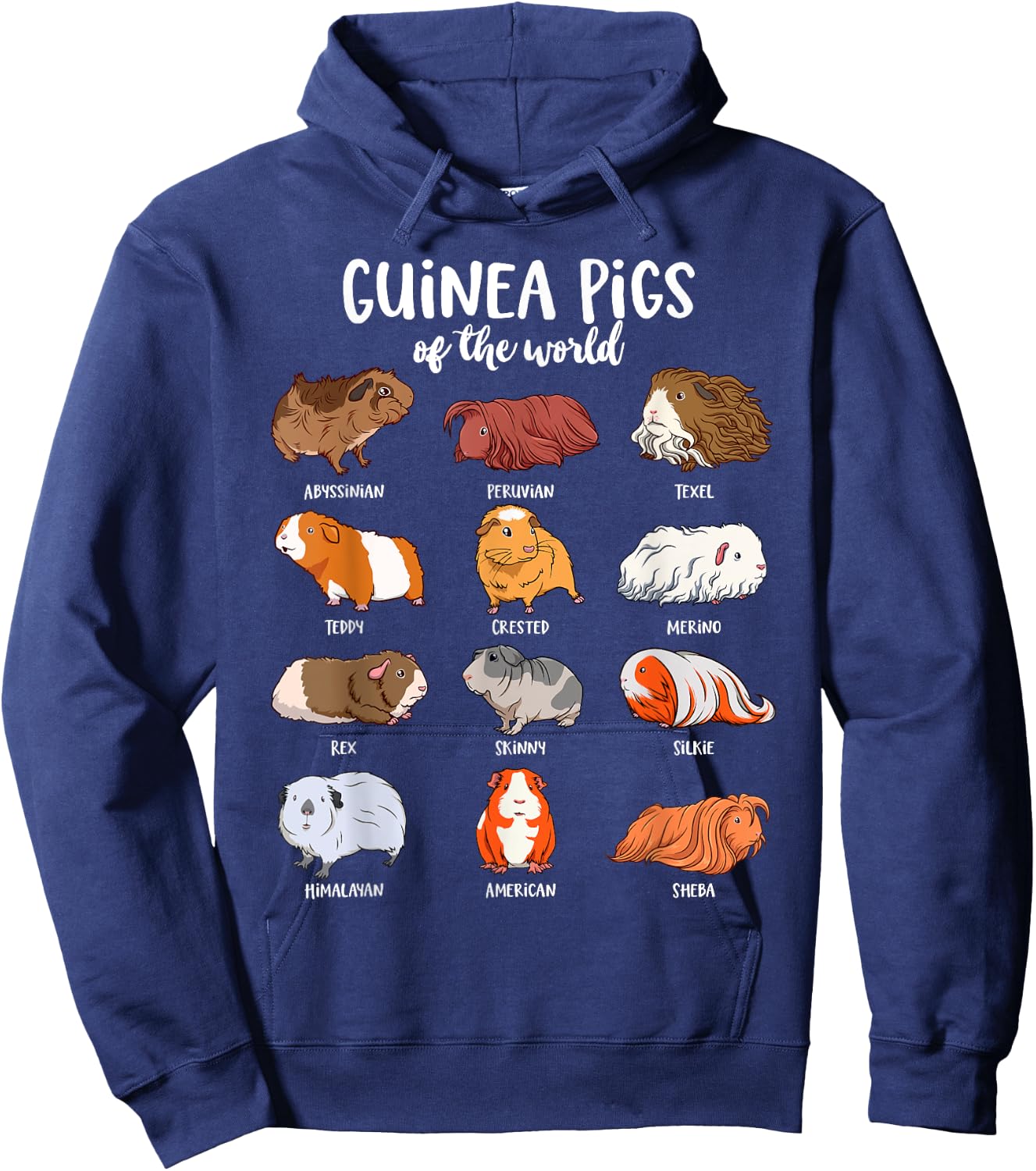 Cartoon guinea pigs - Types of Guinea pigs Hoodie - Hoodie | Navy
