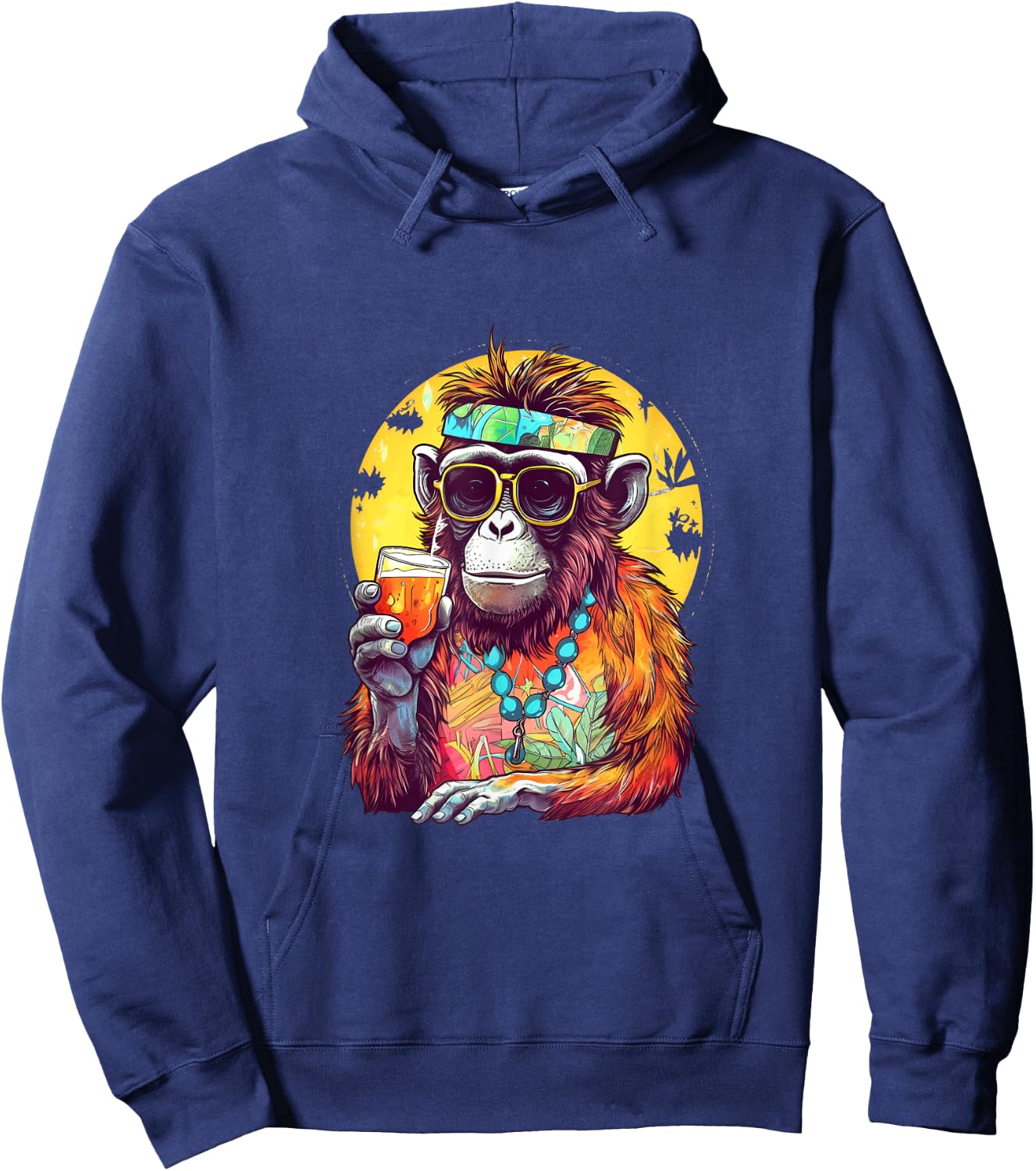 Monkey Drinking Beer Funny Beer Drinker Drunk Gorilla Ape Hoodie - Hoodie | Navy