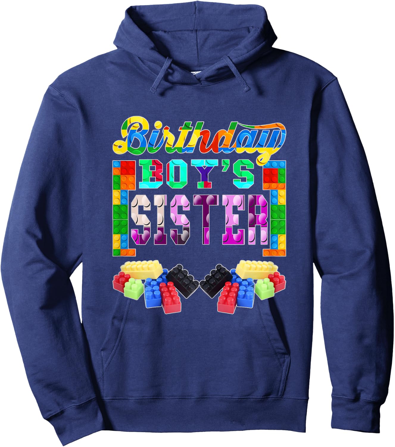 Building Brick Blocks Sister Of Birthday Boy B-day Builder Hoodie - Hoodie | Navy