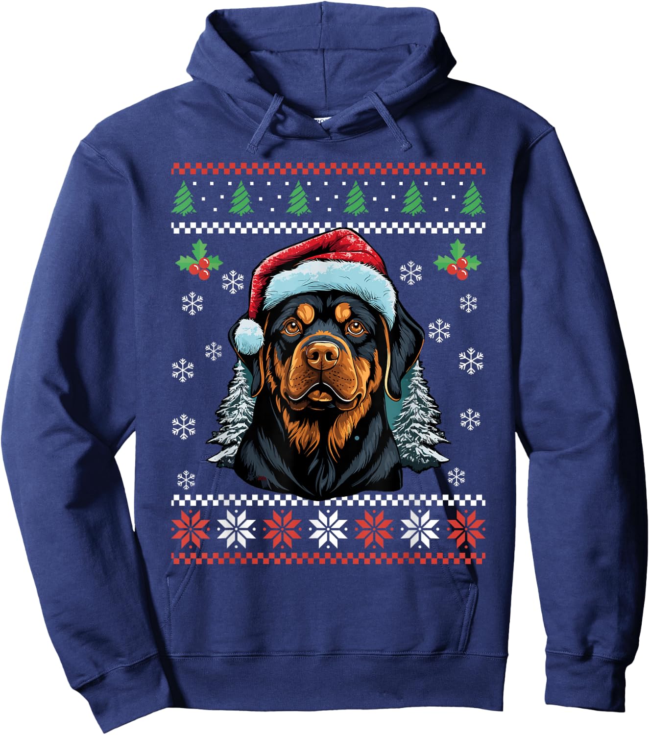 Rottweiler Dog Ugly Christmas Sweater Xmas For Adults Kids Hoodie - Hoodie | Navy