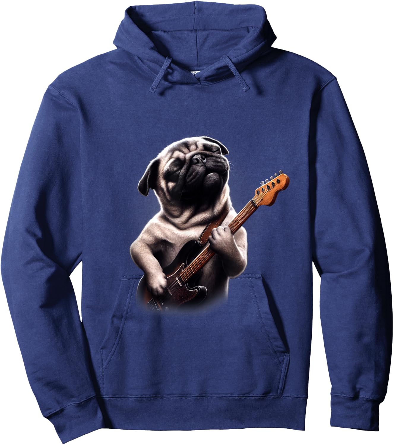 Pug Playing Guitar - Funny Rock Music Guitar Pug Hoodie - Hoodie | Navy