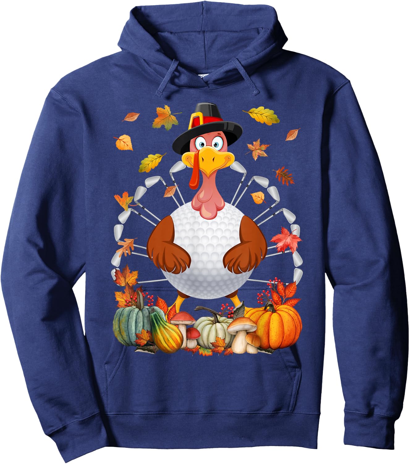 Turkey Golf Balls Sticks Tail Fall Vibes Happy Thanksgiving Hoodie - Hoodie | Navy