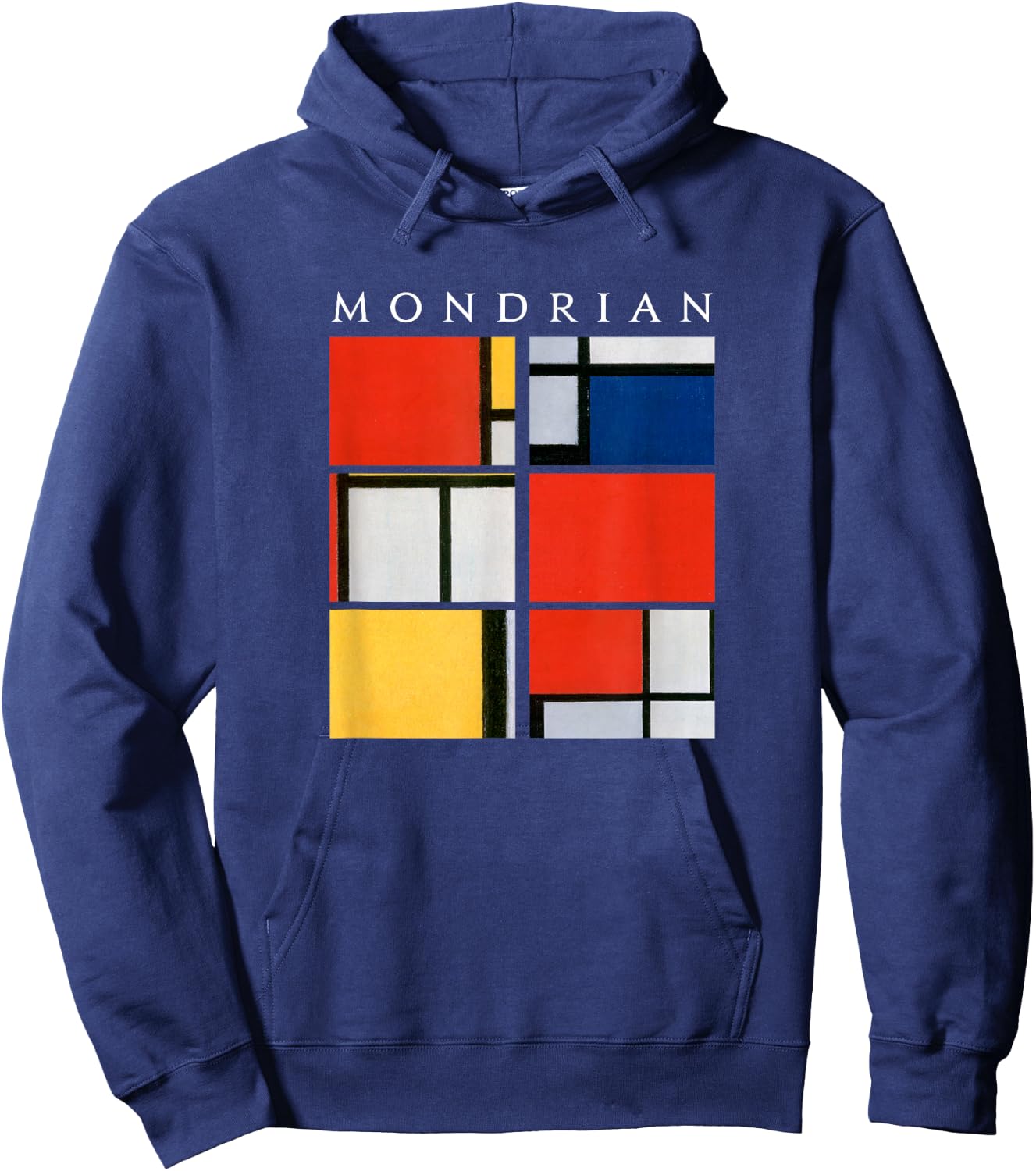 Mondrian: Composition with Red, Yellow, Blue, & Black (1921) Hoodie - Hoodie | Navy