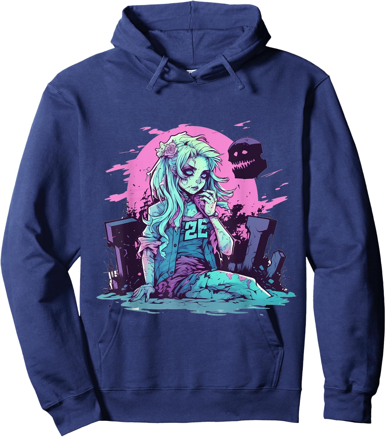 Anime Girl Zombie Halloween Costume Manga Otaku Women Kids Hoodie - Hoodie | Navy