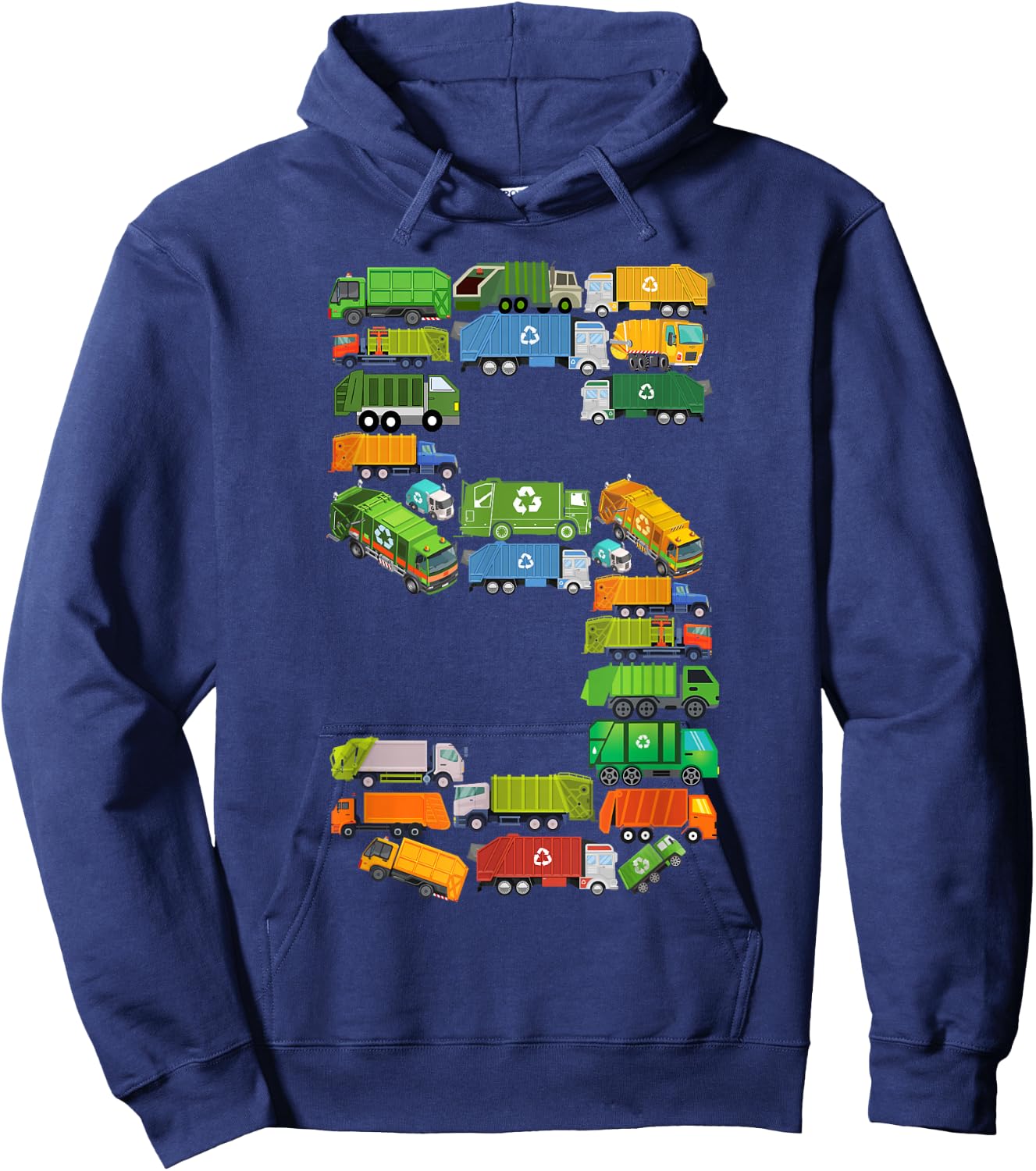 Fun Garbage Truck 5th Birthday Party 5 Year Old Boy Kids Hoodie - Hoodie | Navy