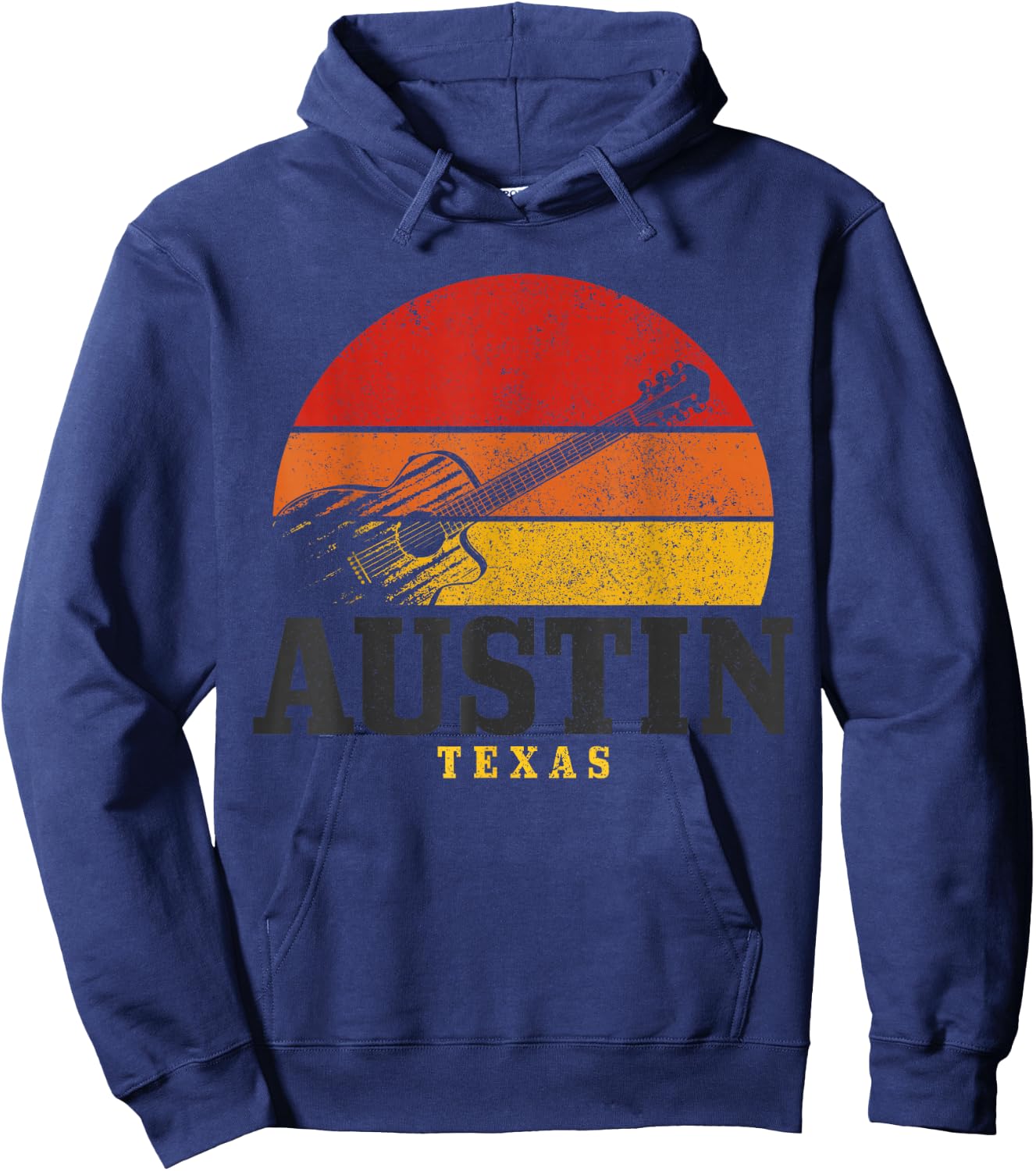 Austin Texas Guitar Country Music Folk Jazz Vintage Hoodie - Hoodie | Navy