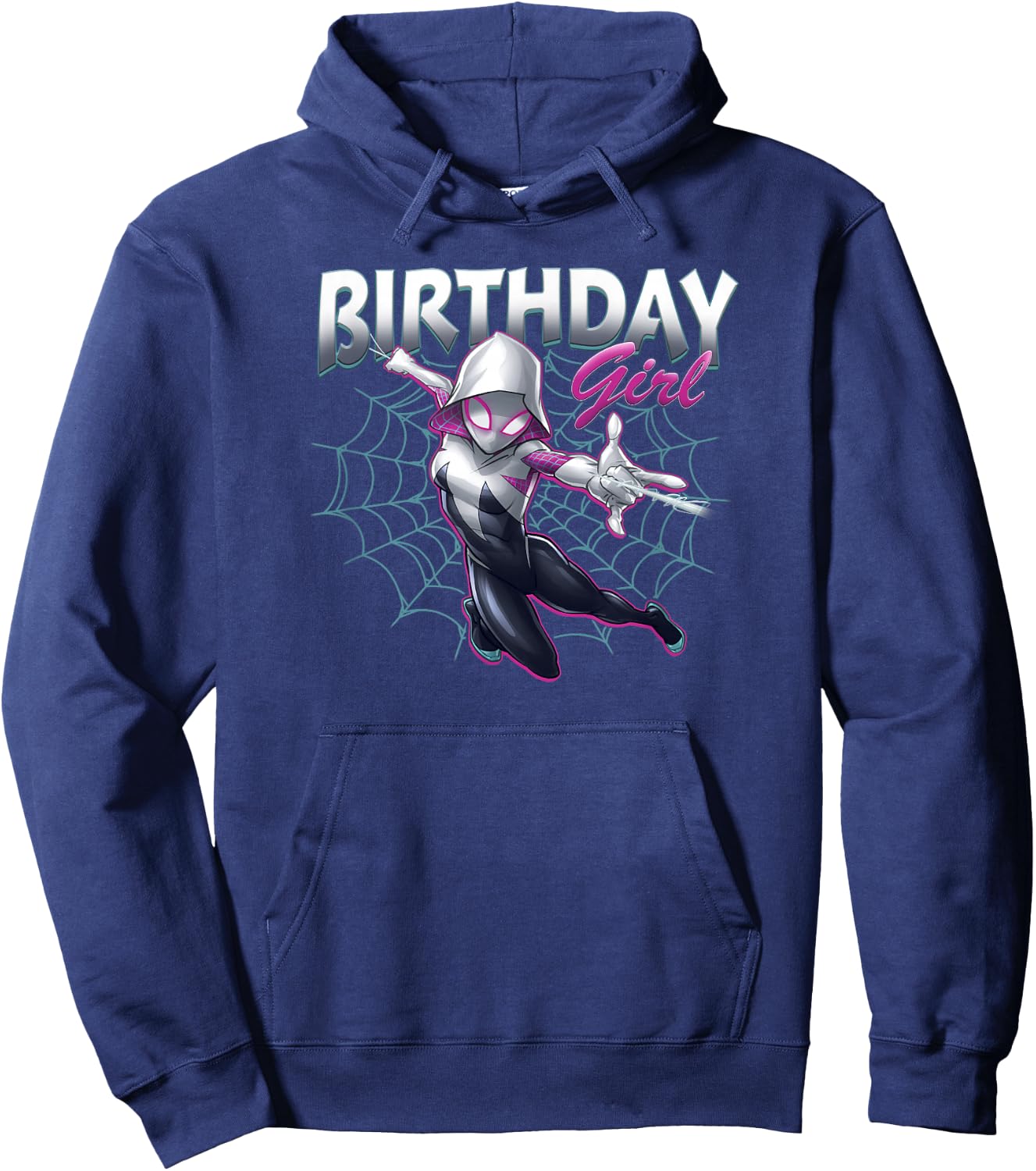 Marvel Spider-Man Spider-Gwen Birthday Girl Neon Web Swing Hoodie - Hoodie | Navy
