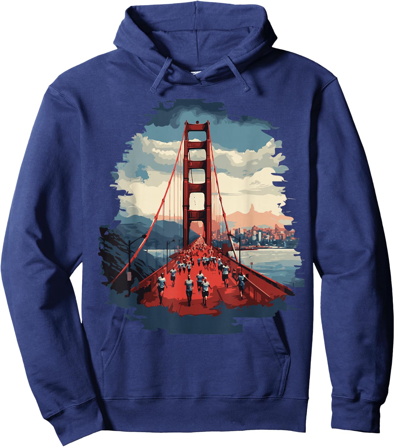 San Francisco Marathon Iconic Golden Gate Bridge Running Hoodie - Hoodie | Navy