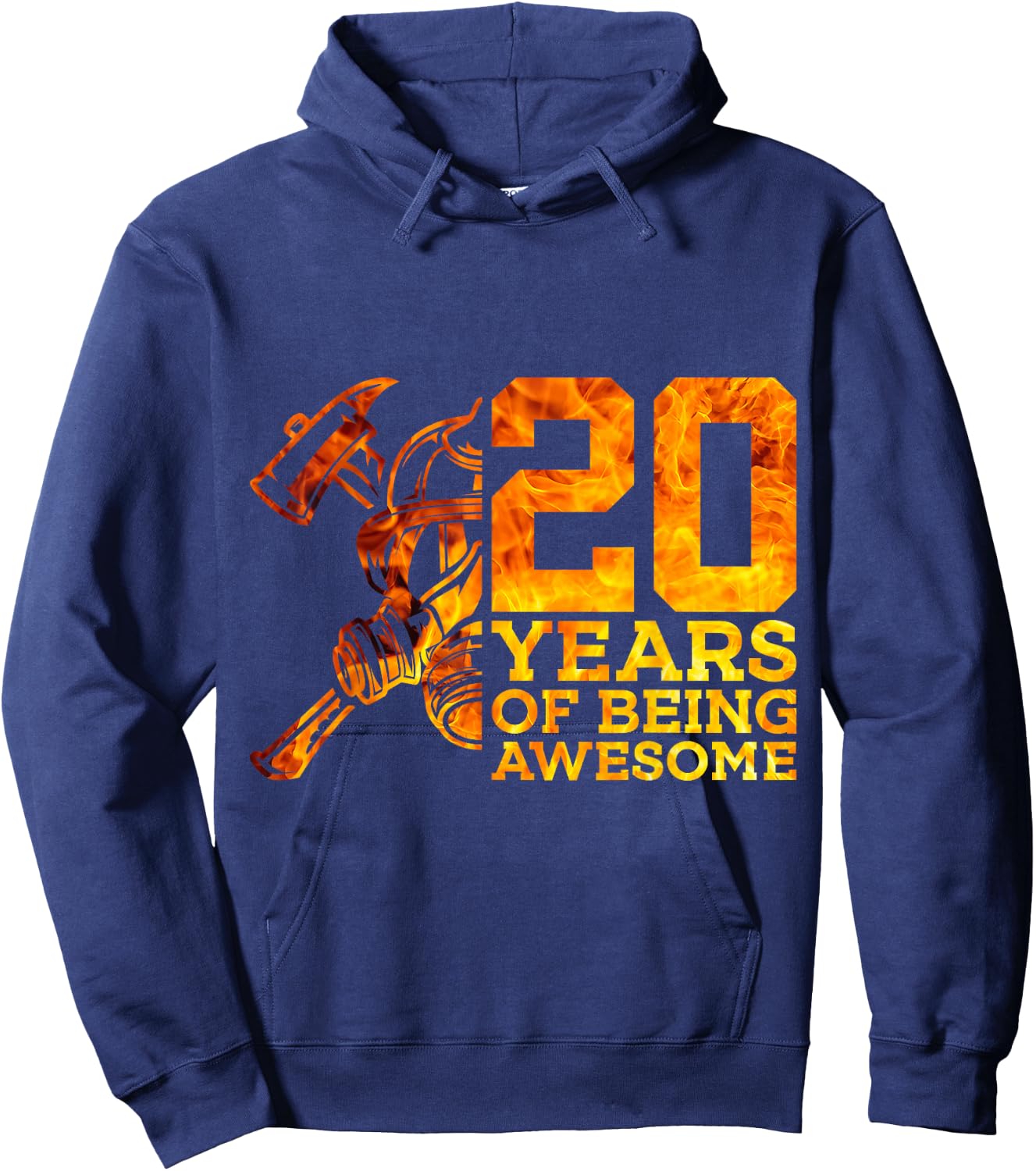 20 Years of Being Awesome Fire 20th Birthday Hoodie - Hoodie | Navy