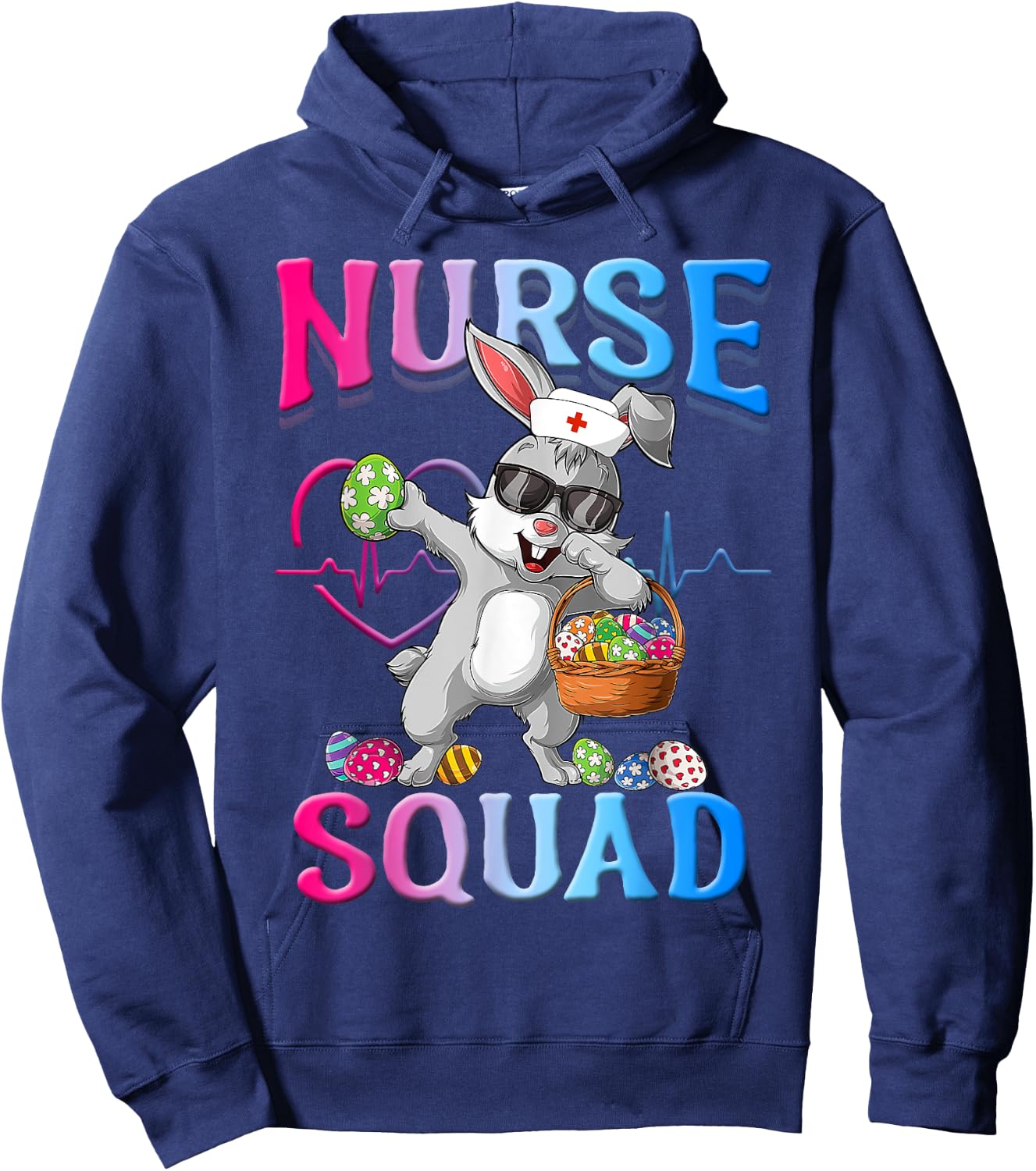 Cute Nurse Squad Easter Bunny Hoodie - Hoodie | Navy