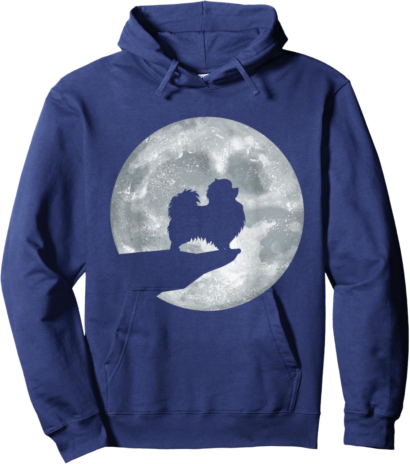 Pomeranian Dog And Moon - Animal Dog Owner Puppy Lover Women Girls Kids Hoodie - Hoodie | Navy