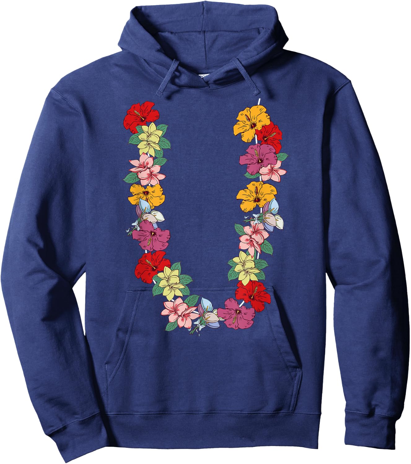 Tropical Summer Holiday Hawaiian Flower Lei Hawaii Hoodie - Hoodie | Navy