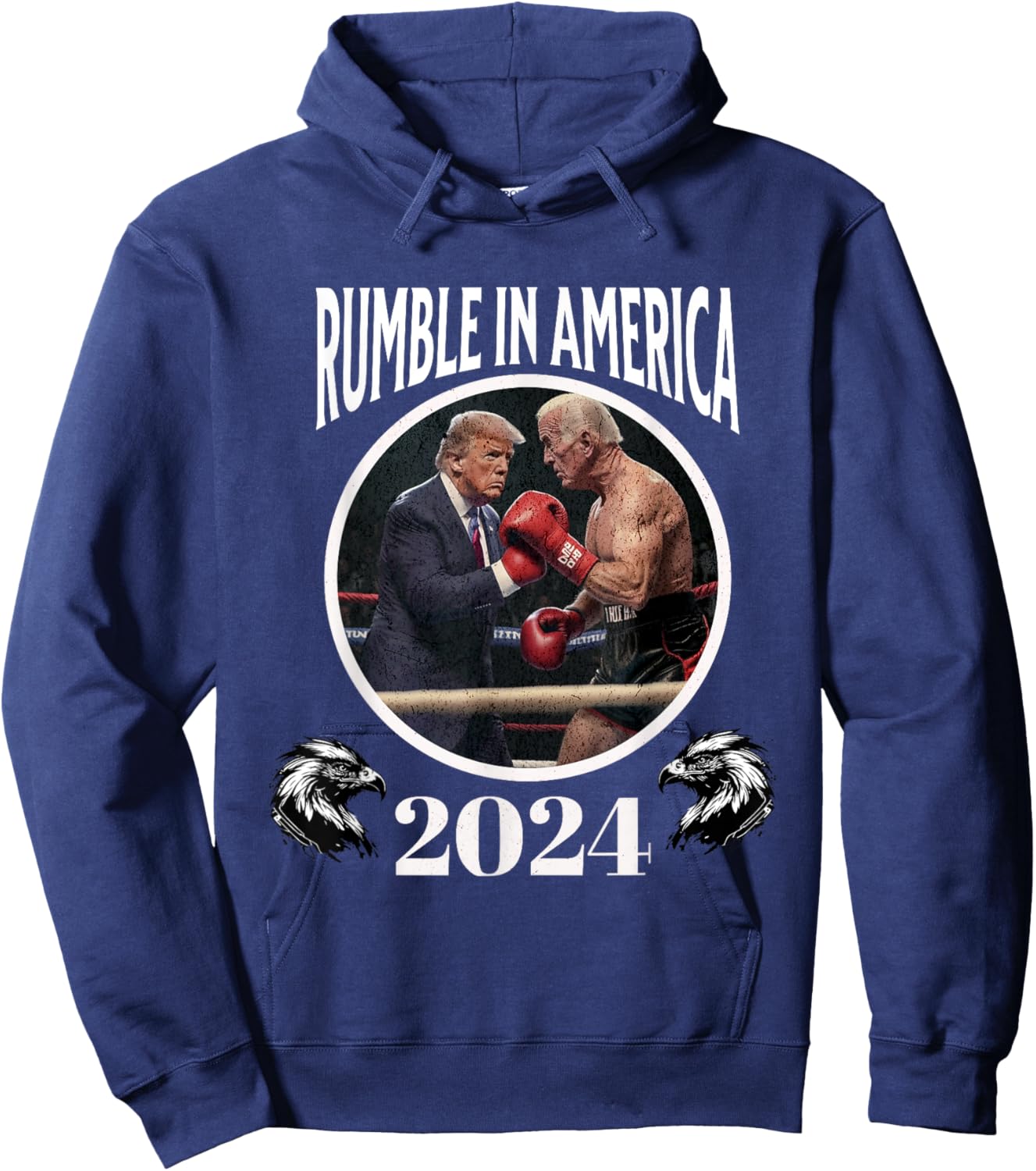 Rumble in America 2024 Boxing Presidents Funny Men and Women Hoodie - Hoodie | Navy