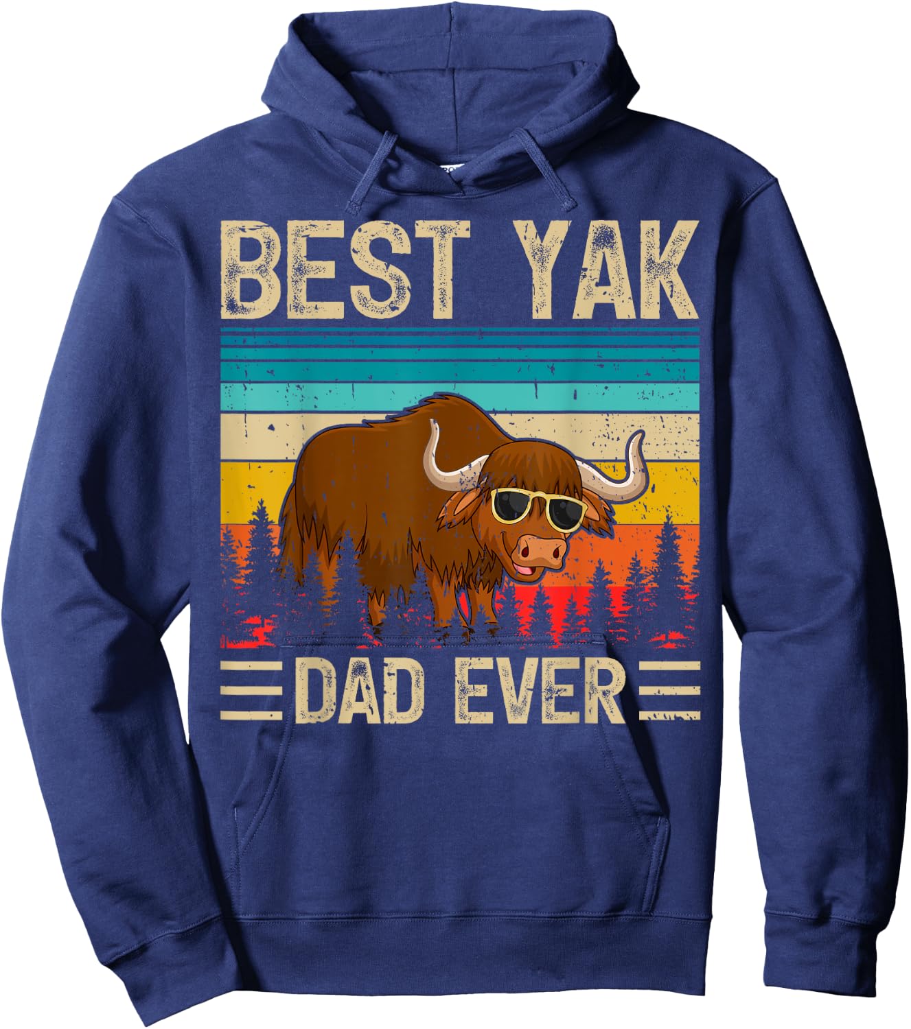 Yak Vintage Funny Best Yak Dad Ever Father's Day Hoodie - Hoodie | Navy