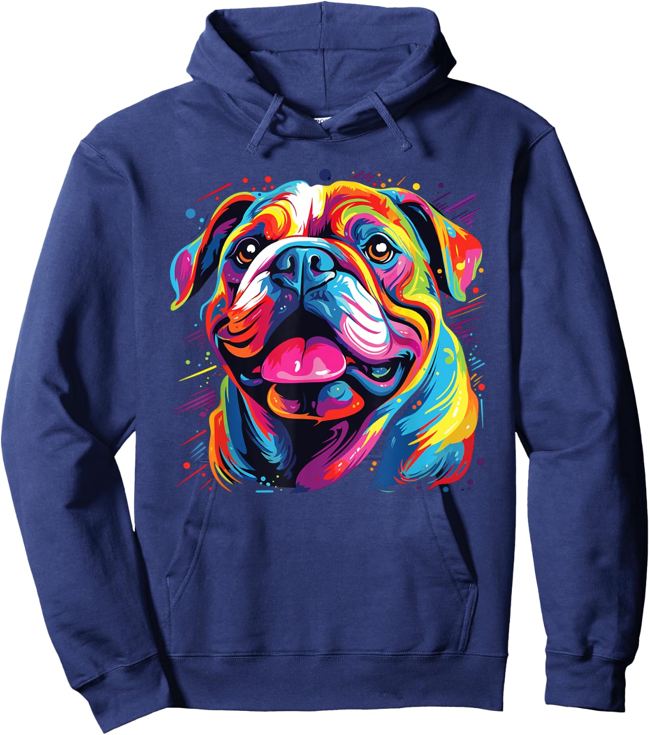 Watercolor Colorful Bulldog Dogs Women Kids Hoodie - Hoodie | Navy