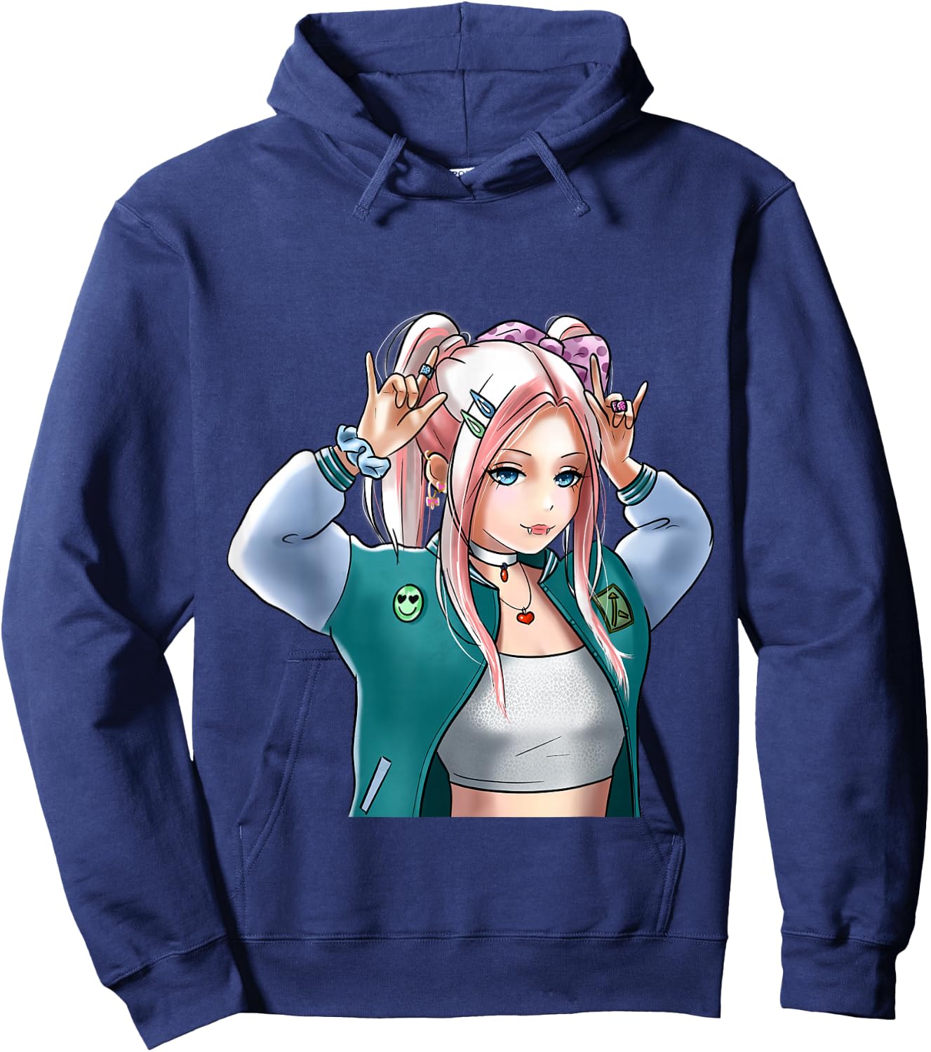Anime Girl | Otaku Kawaii | Japanese Anime Hoodie - Hoodie | Navy