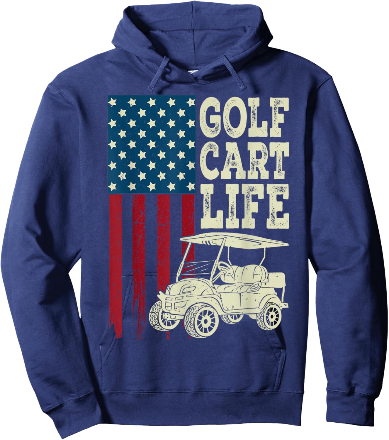 Golf Cart Life Shirt Men Women Kids American Flag Funny Dad Hoodie - Hoodie | Navy