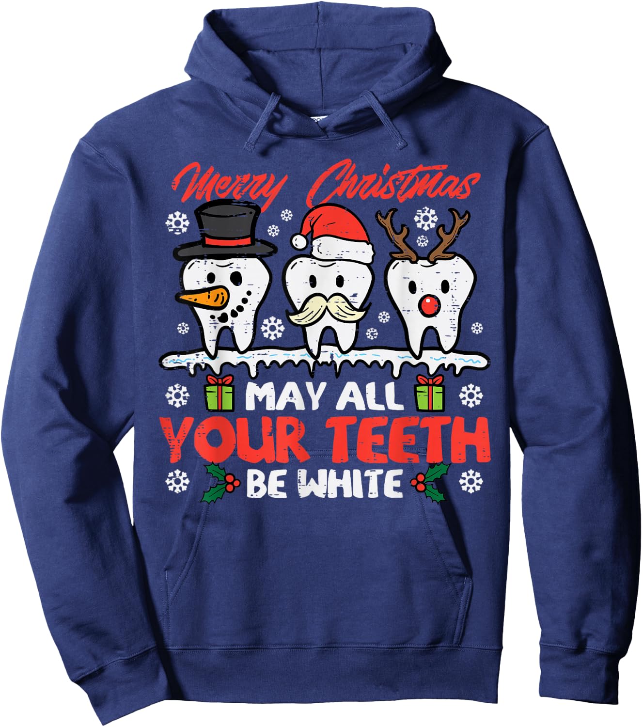 Christmas All Teeth White Xmas Dentist Dental Squad Women Hoodie - Hoodie | Navy