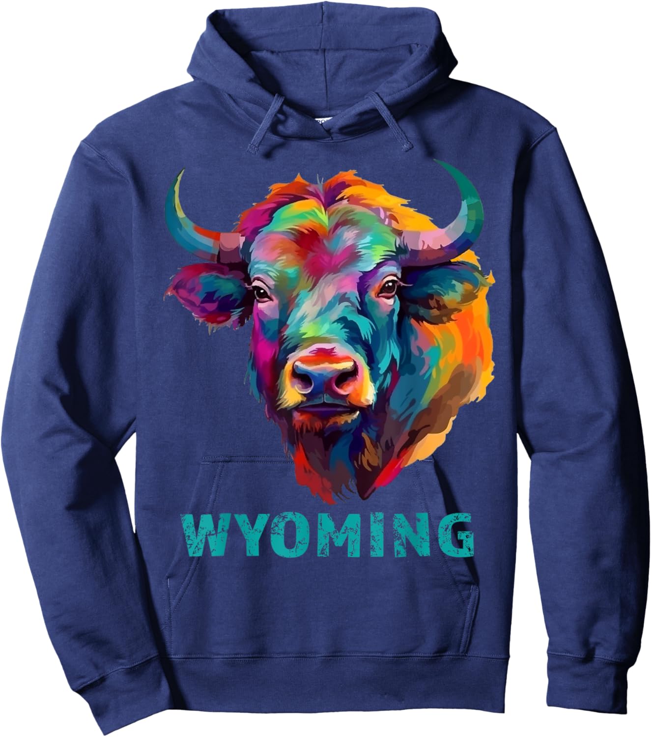 Wyoming American Bison Lover Buffalo Women Souvenir Hoodie - Hoodie | Navy