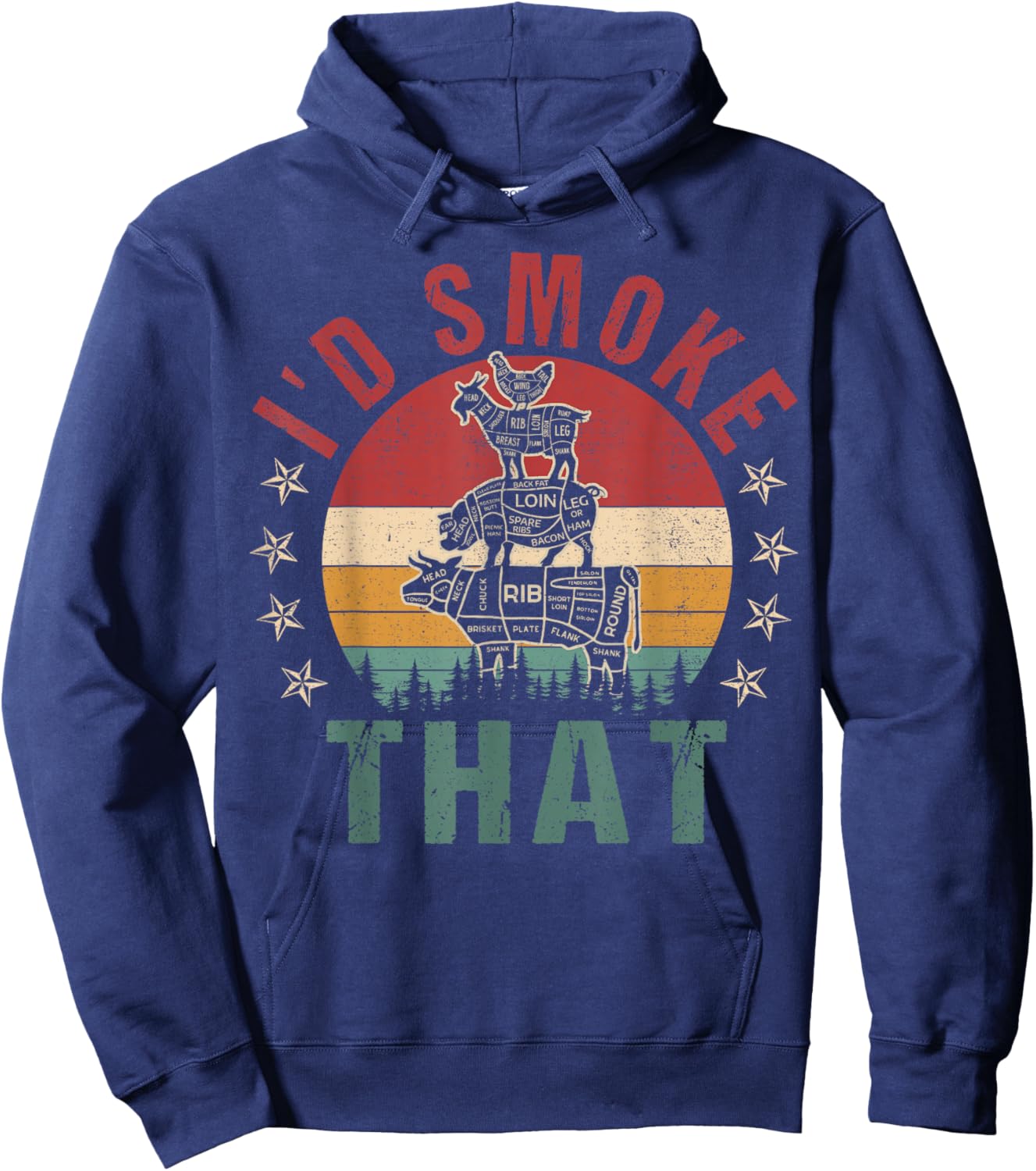 Funny I'd Smoke That BBQ Shirt Chef Men Women Gift Grilling Hoodie - Hoodie | Navy