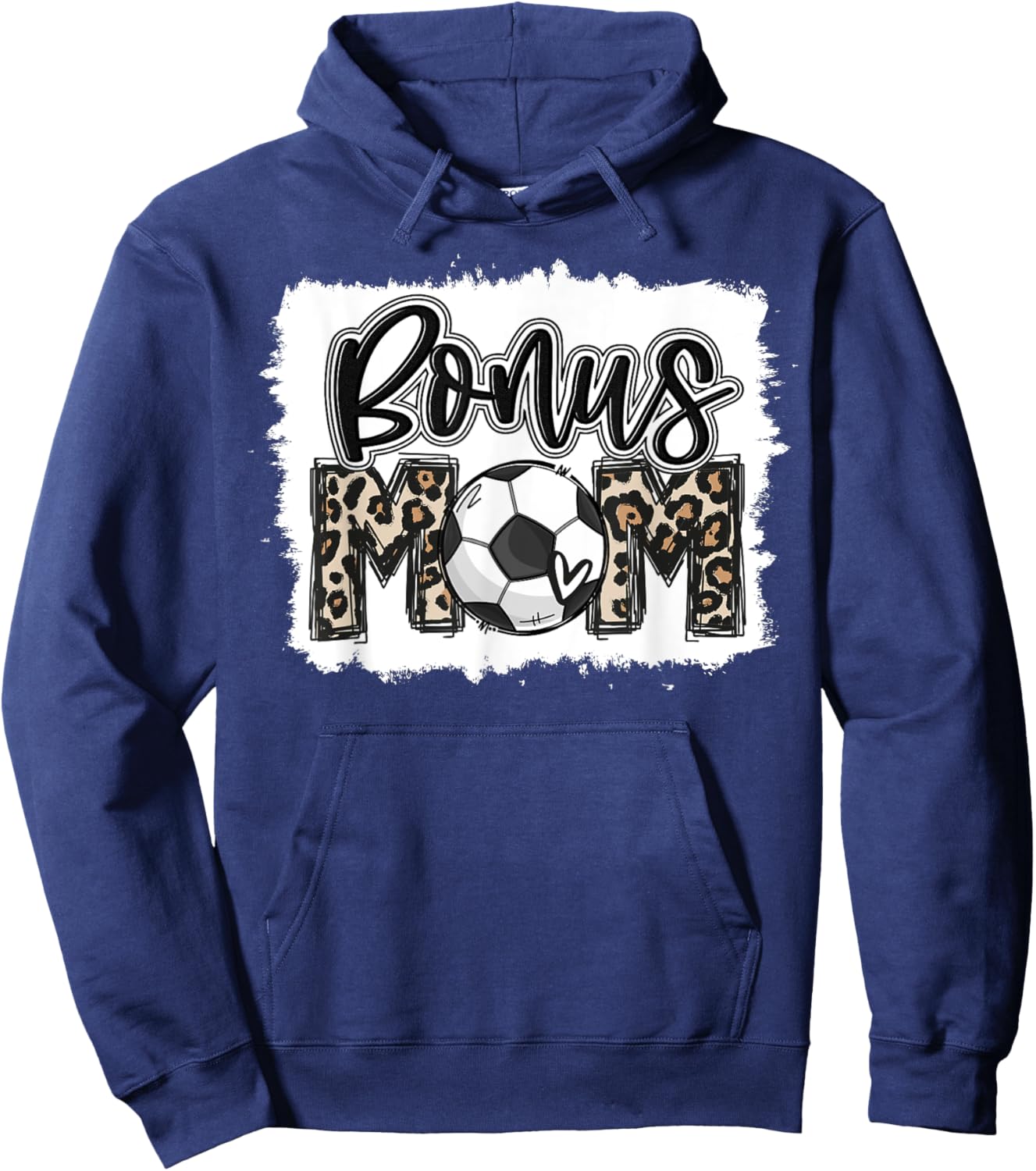 Funny Soccer Bonus Mom Leopard Mama Cool Mother's Day Cute Hoodie - Hoodie | Navy
