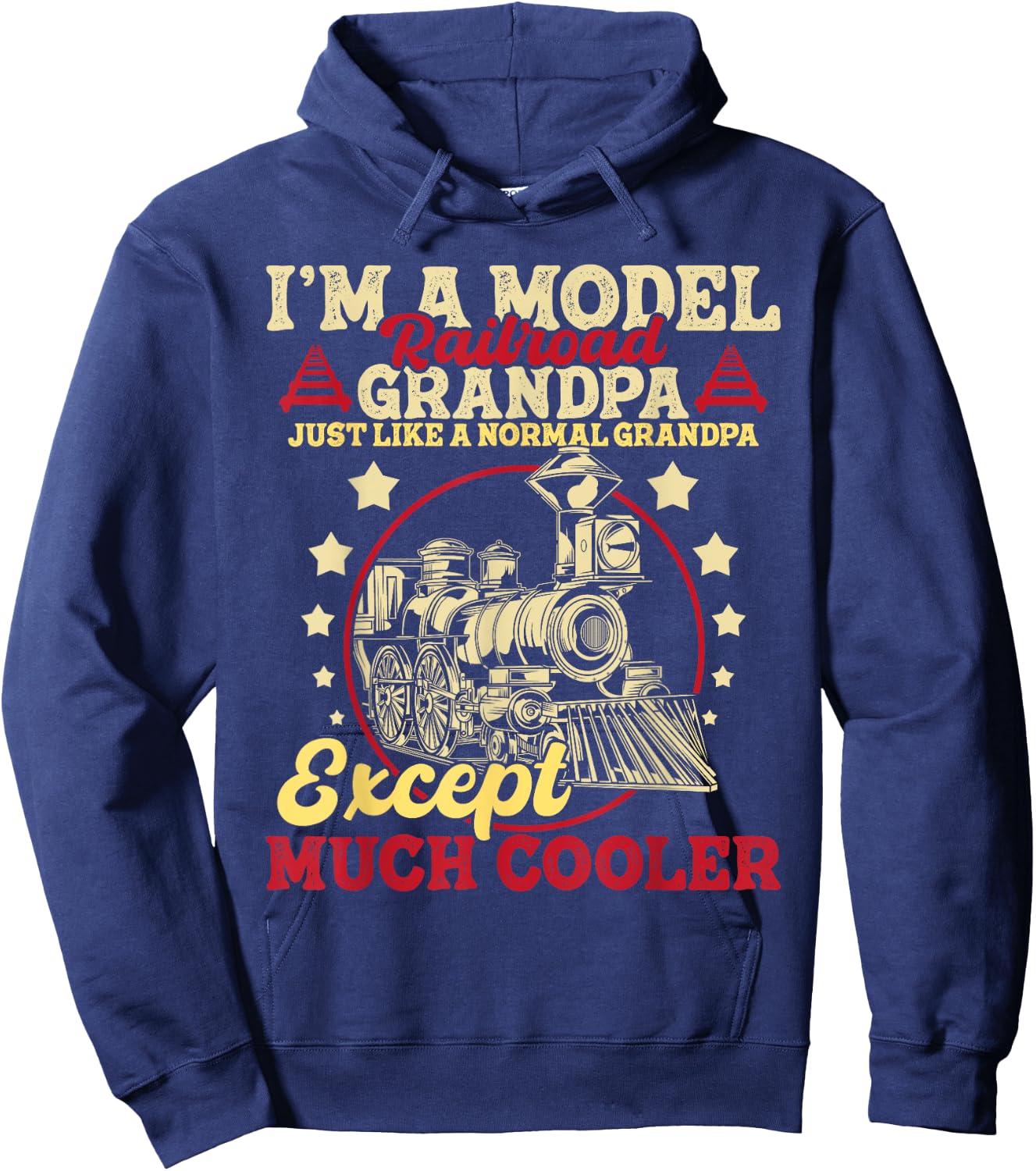 I'm A Model Railroad Grandpa - Grandparent Model Train Lover Hoodie - Hoodie | Navy