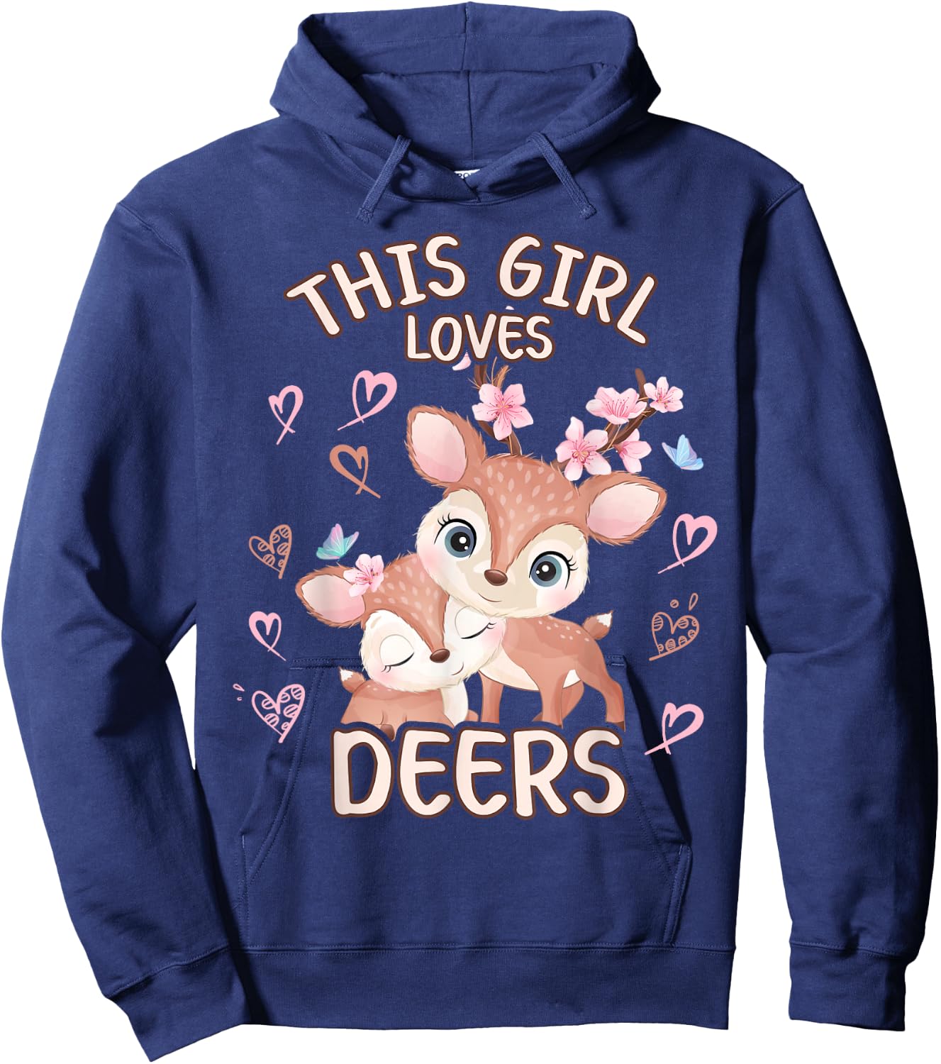 This Girls Loves Deers Teen Girls Fawn Hoodie - Hoodie | Navy