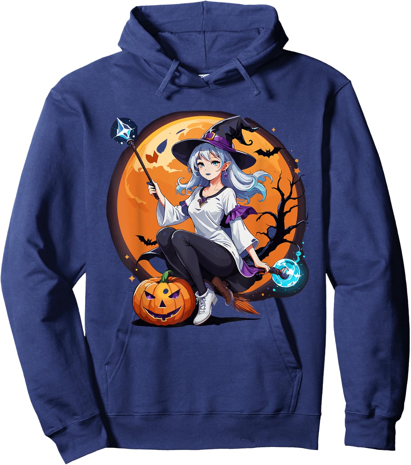 Sexy Anime Witch Girl Halloween Hoodie - Hoodie | Navy