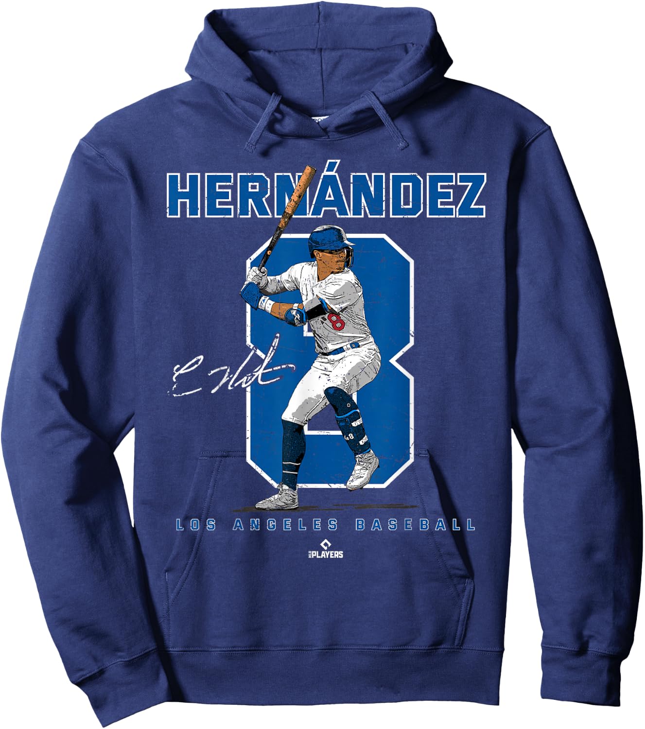 Number and Portrait Kike Hernandez Los Angeles MLBPA Hoodie - Hoodie | Navy