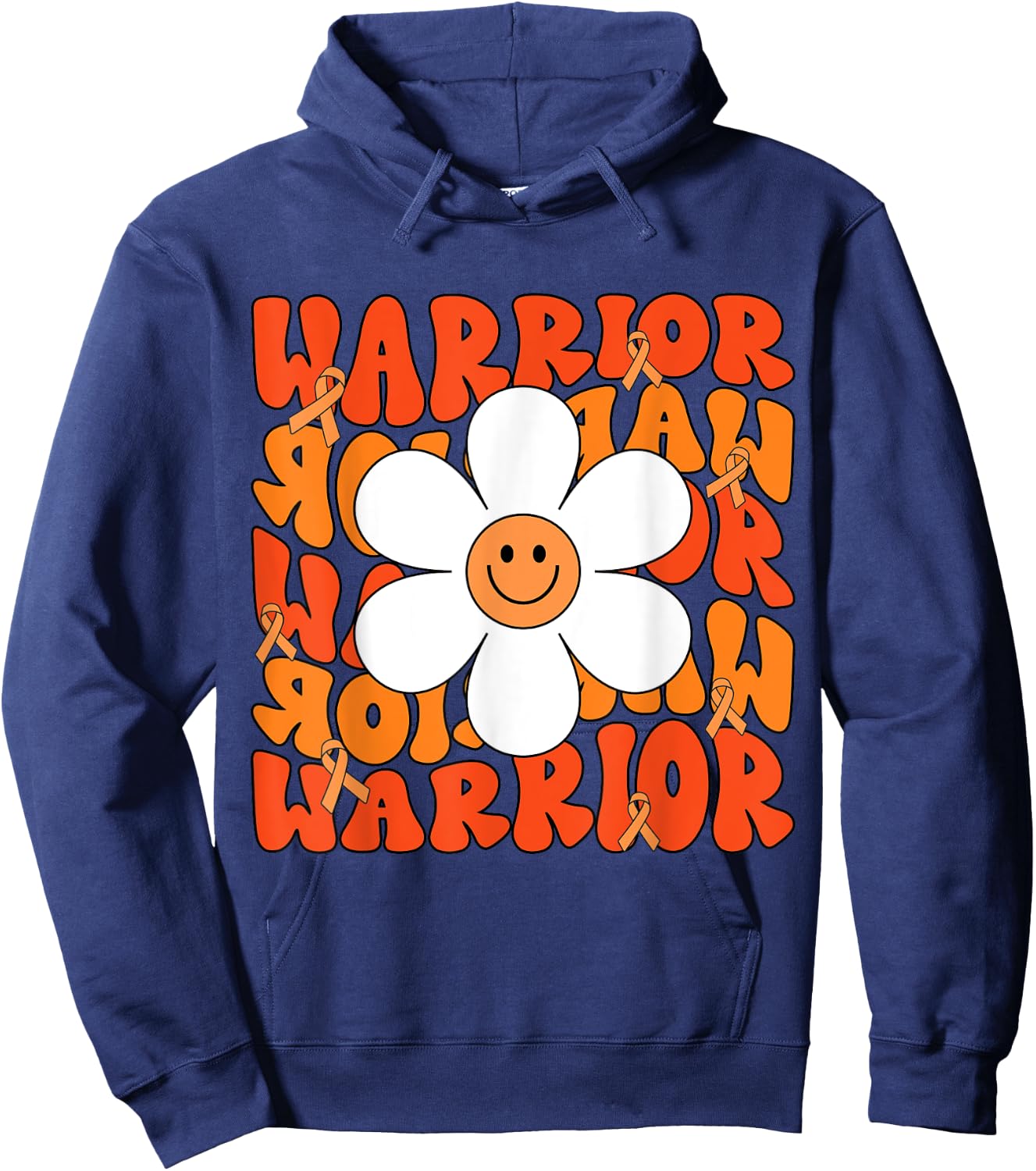 Leukemia Cancer Orange Ribbon Leukemia Cancer Warrior Hoodie - Hoodie | Navy