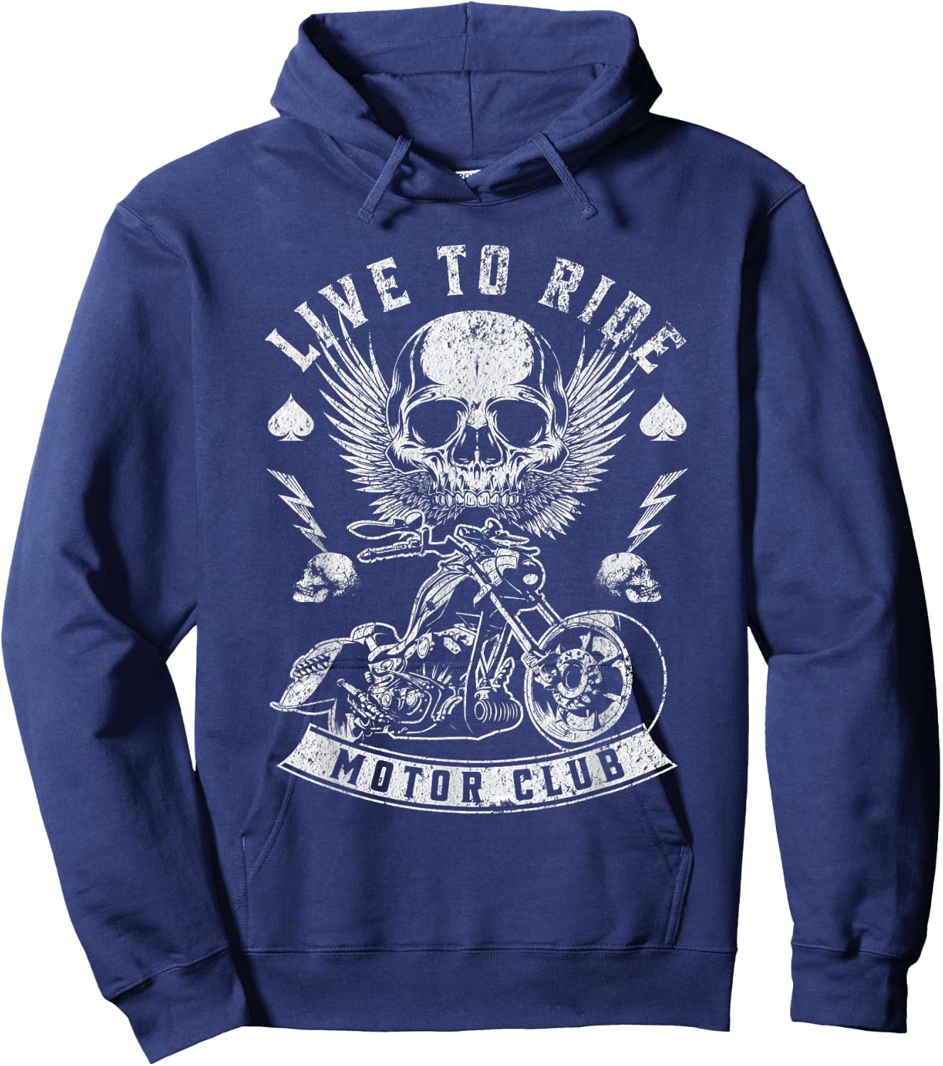 Live To Ride Motor Club Motorcycle Riding Vintage Graphic Hoodie - Hoodie | Navy