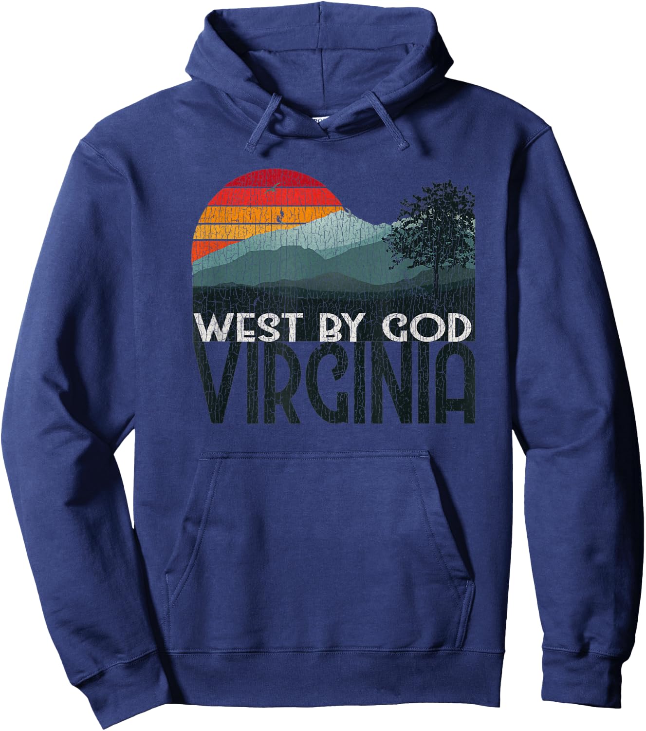 Vintage West By God Virginia Hoodie - Hoodie | Navy