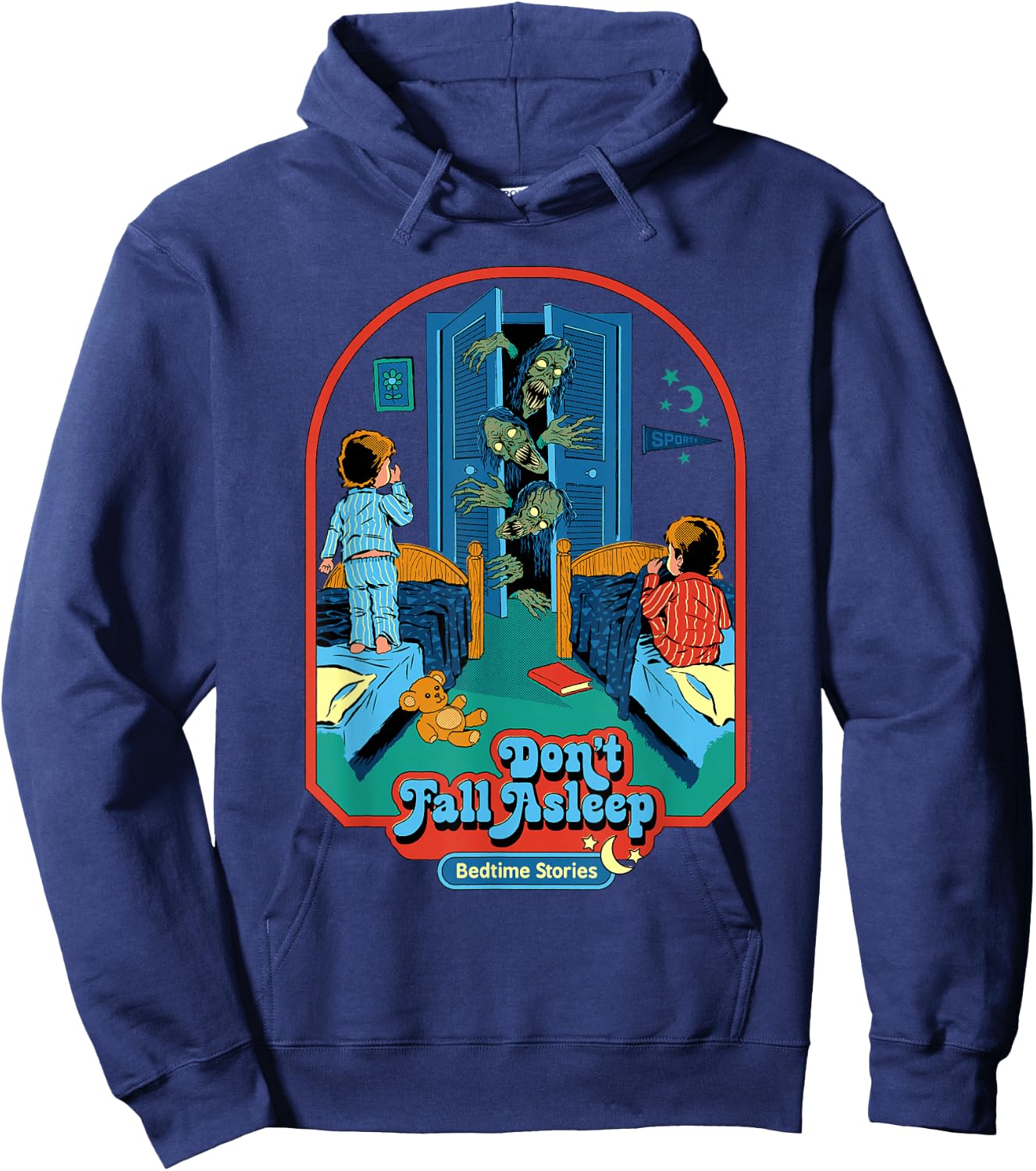 Steven Rhodes Don't Fall Asleep Stories Retro Dark Humor Hoodie - Hoodie | Navy