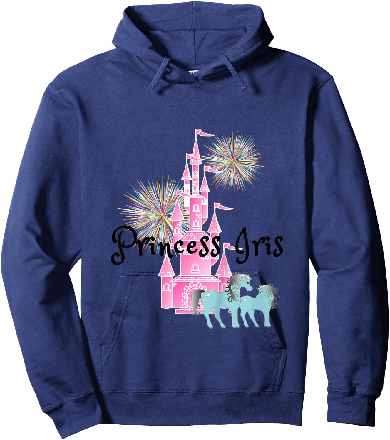 Kids Princess Iris Name Girls Personalized Custom Hoodie - Hoodie | Navy