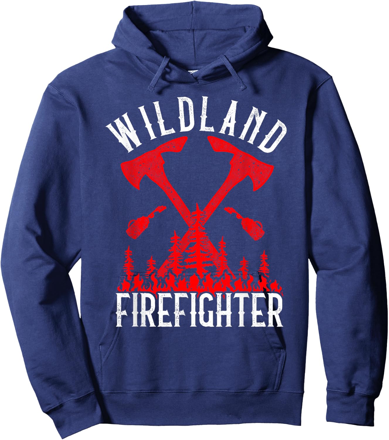 Wildland Firefighter Forest Fire Fighting Flaming Trees Hoodie - Hoodie | Navy