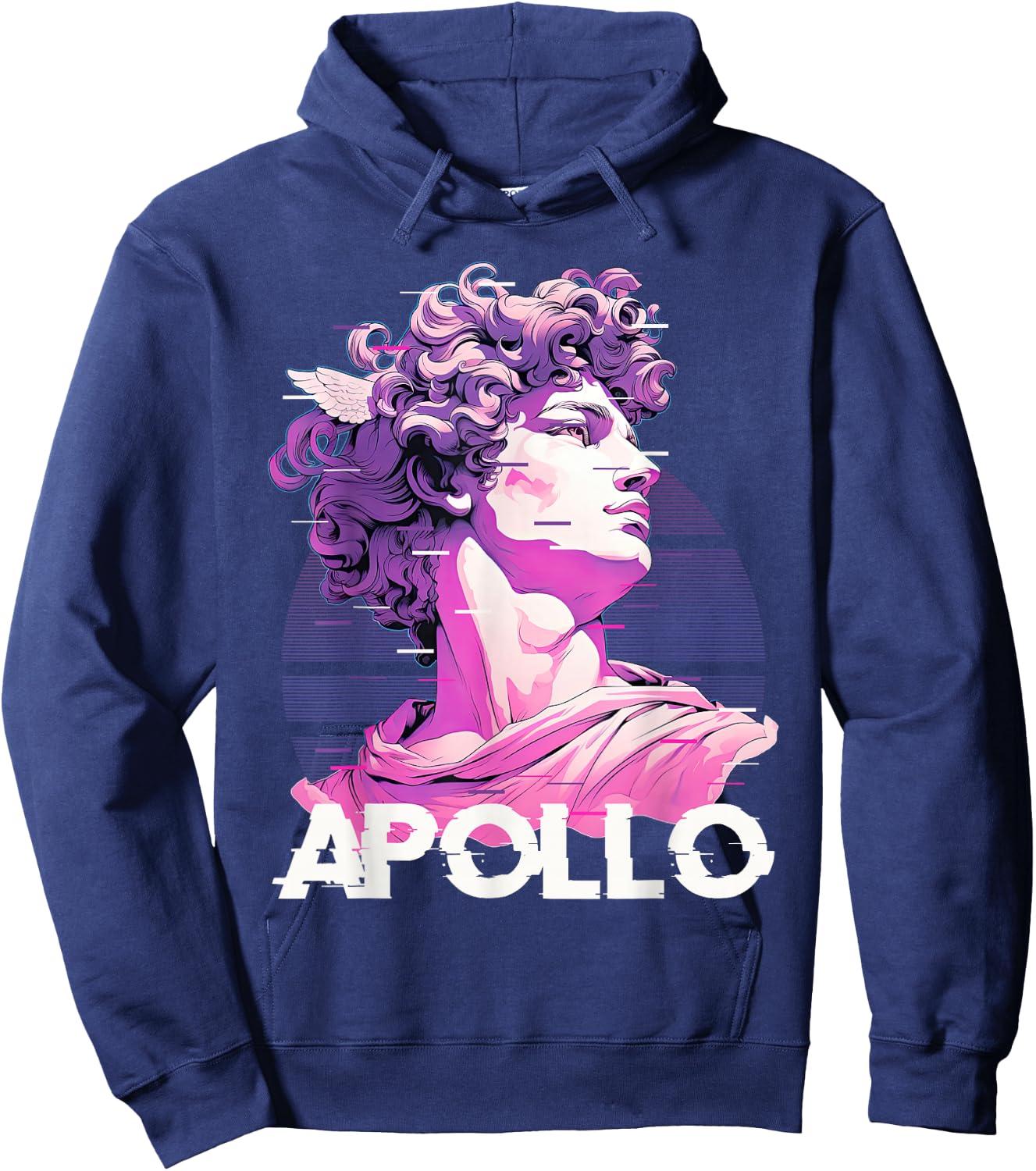 Apollo Greece God Glitch Aesthetic Greek Vaporwave Hoodie - Hoodie | Navy