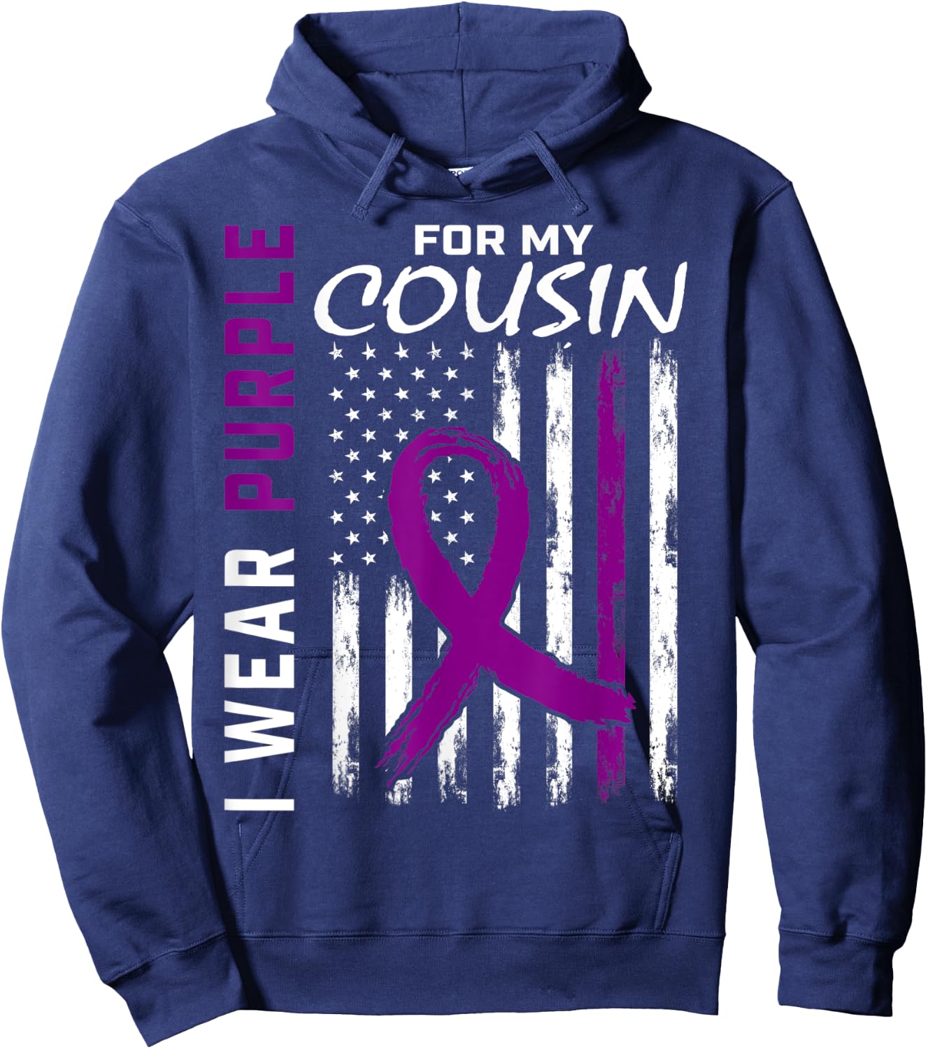 I Wear Purple For My Cousin Lupus Awareness American Flag Hoodie - Hoodie | Navy