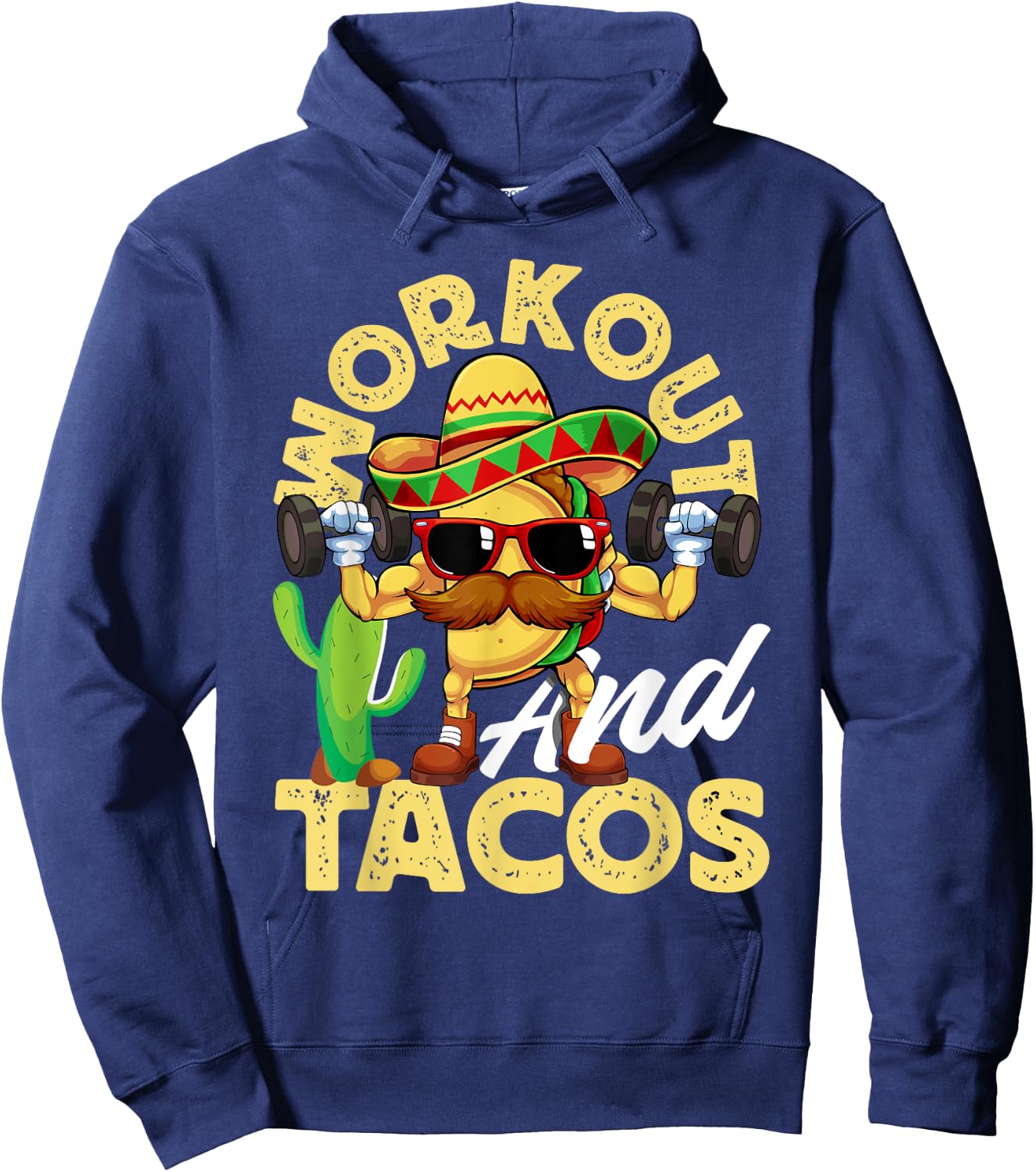 Workout and Tacos Funny Mexican Taco Gym Men Hoodie - Hoodie | Navy