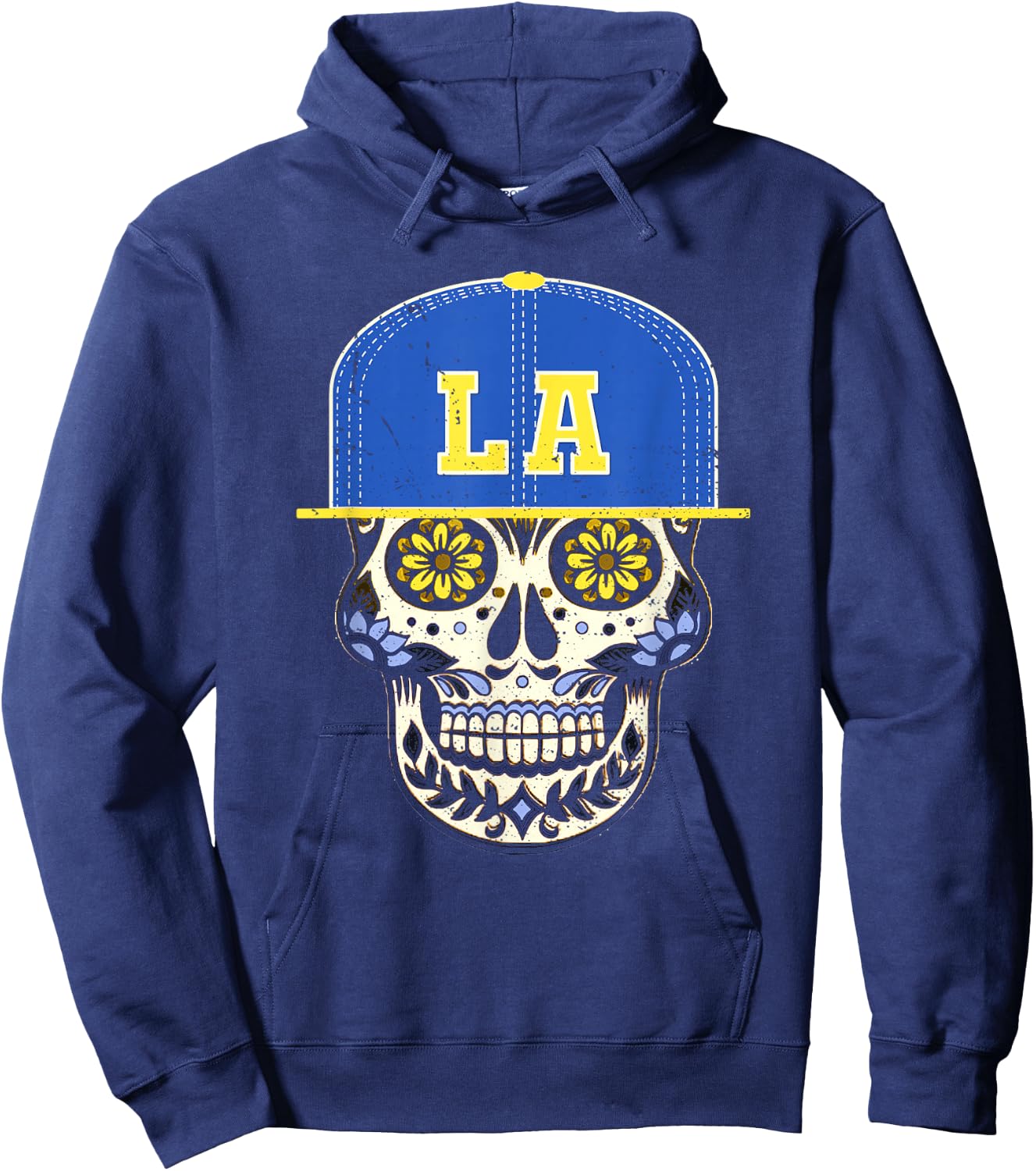 Los Angeles Sugar Skull Mexican Art Design Mexico Flag Hoodie - Hoodie | Navy
